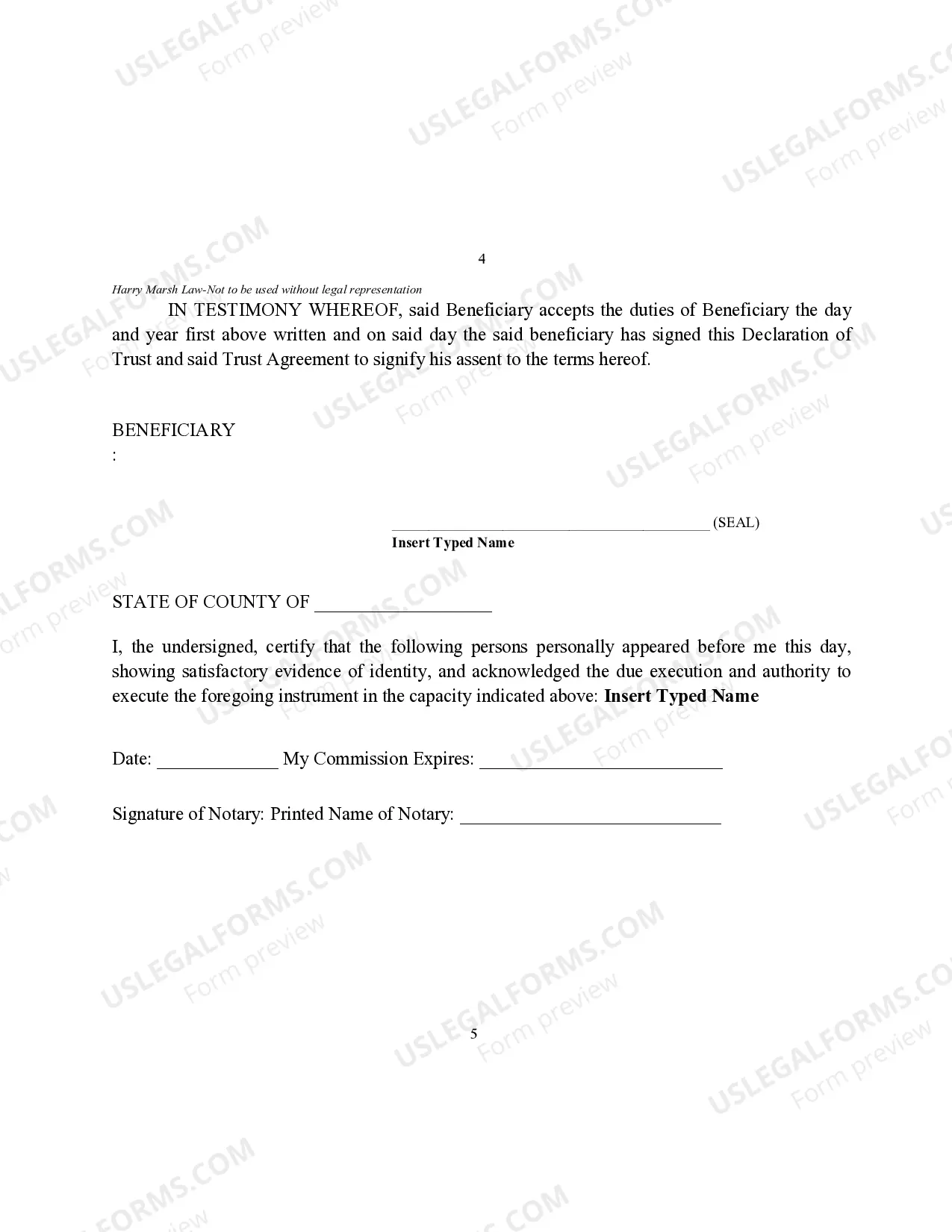 Preview Land Trust Agreement