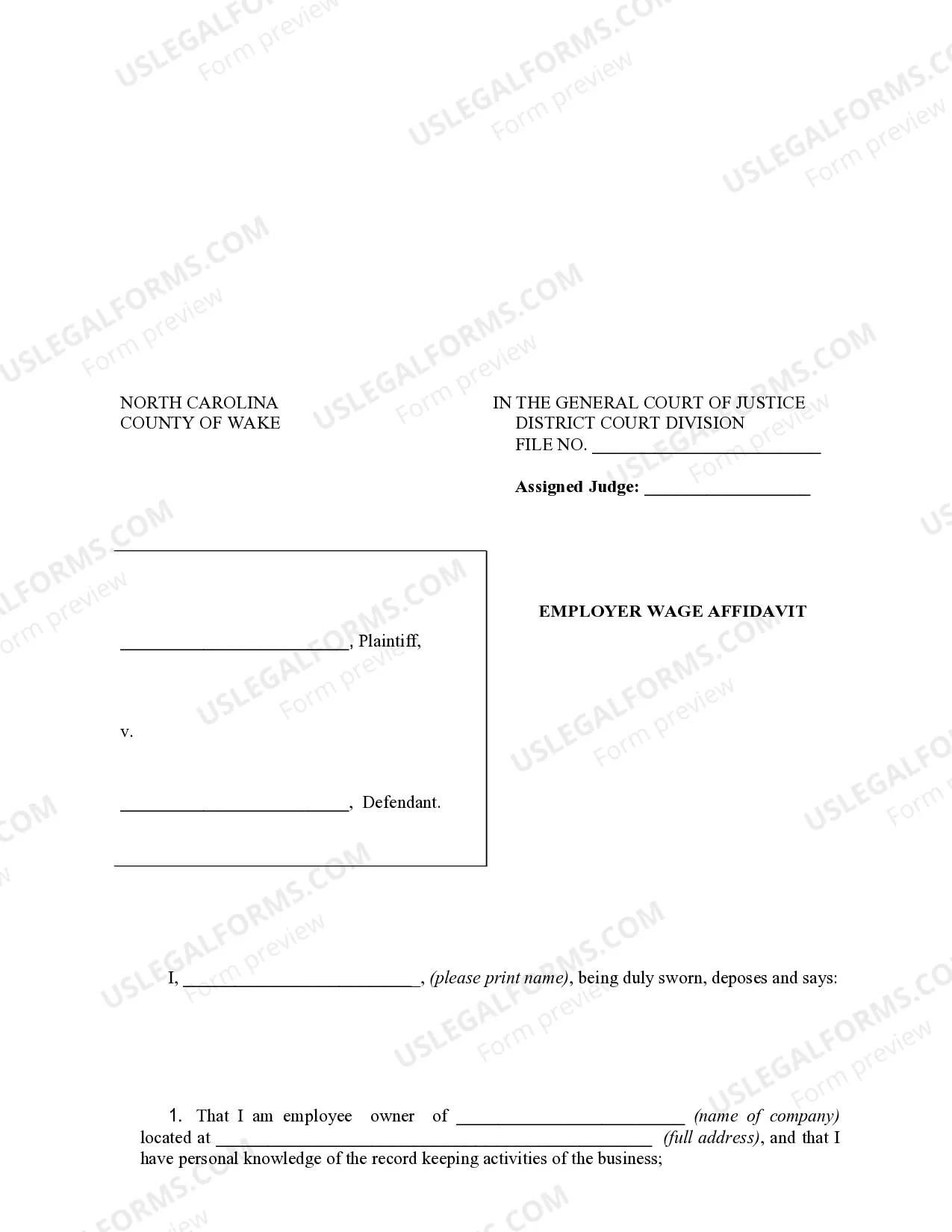 Preview Employer Wage Affidavit