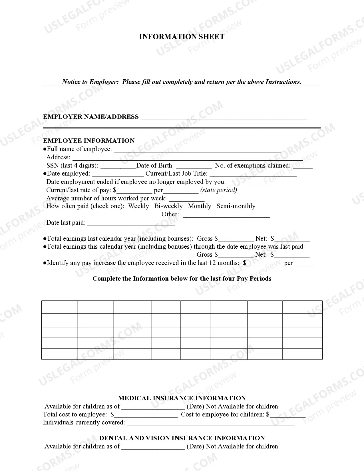 Preview Employer Wage Affidavit