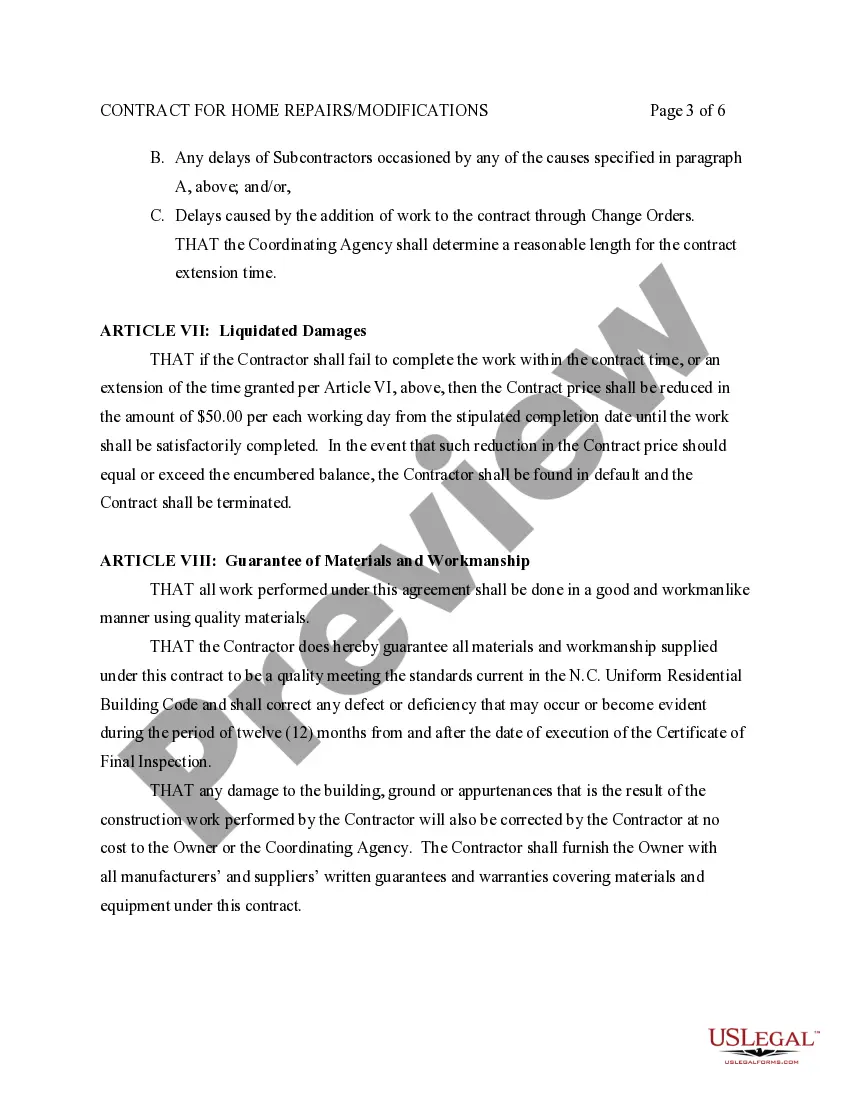 Preview Contract for Home Repairs/Modifications