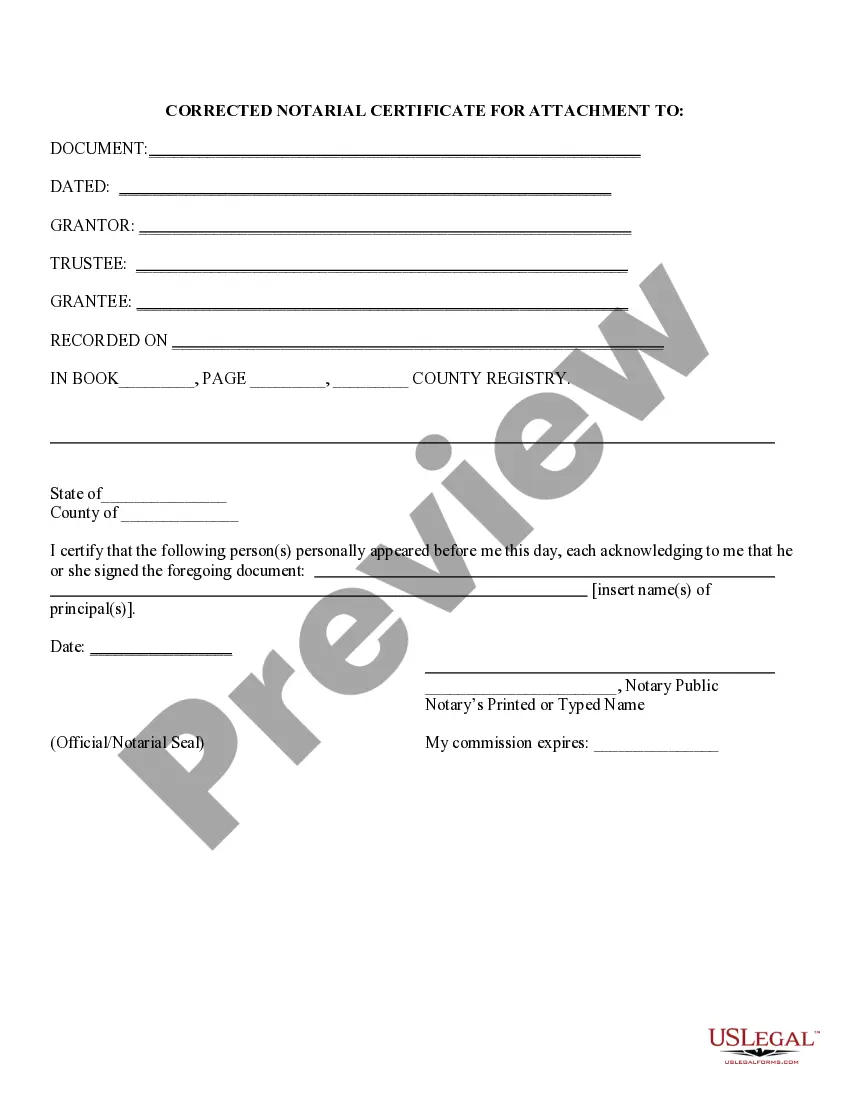 Preview Affidavit of Correction of Notarial Certificate