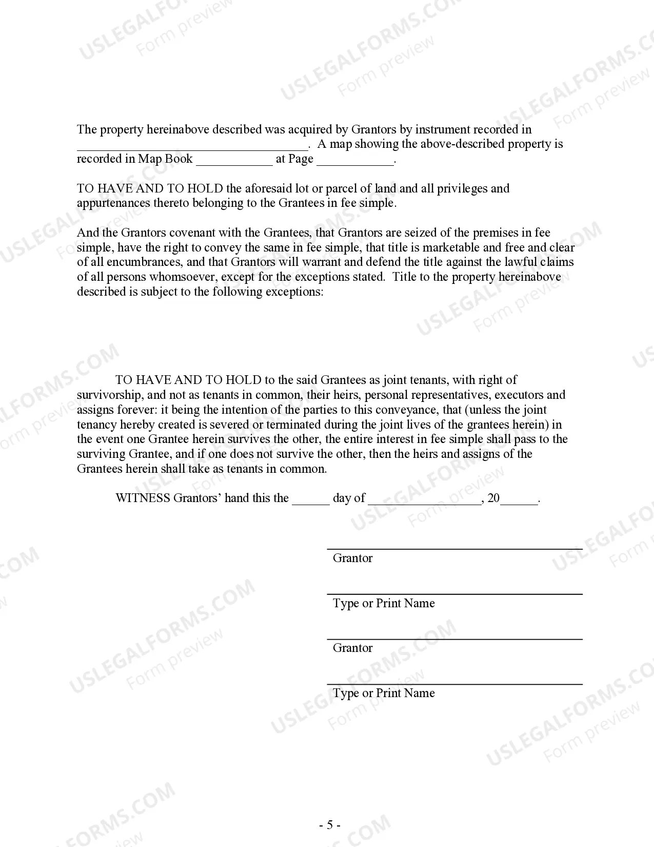 Preview Warranty Deed for Husband and Wife Converting Property from Tenants in Common to Joint Tenancy