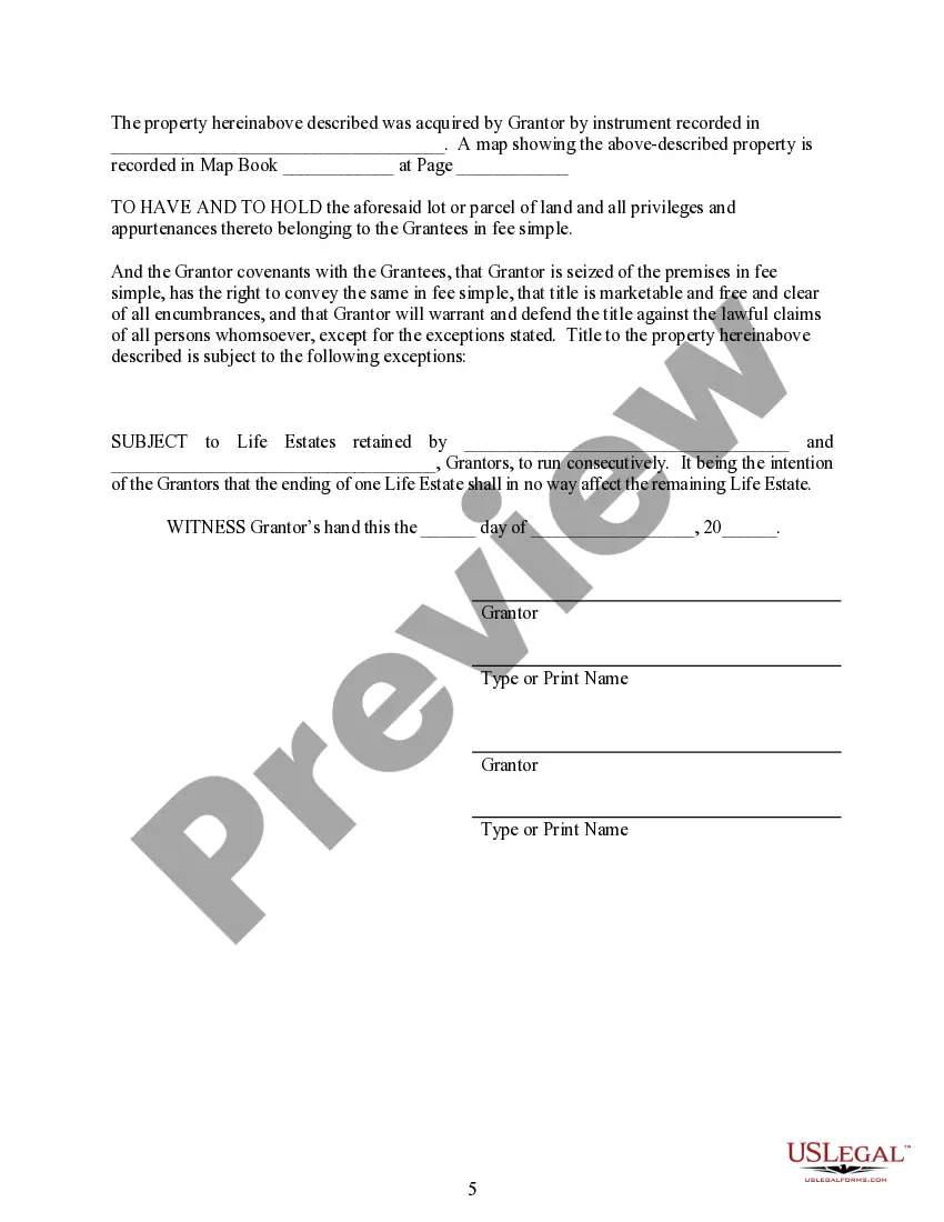 Preview Warranty Deed for Parents to Child with Reservation of Life Estate