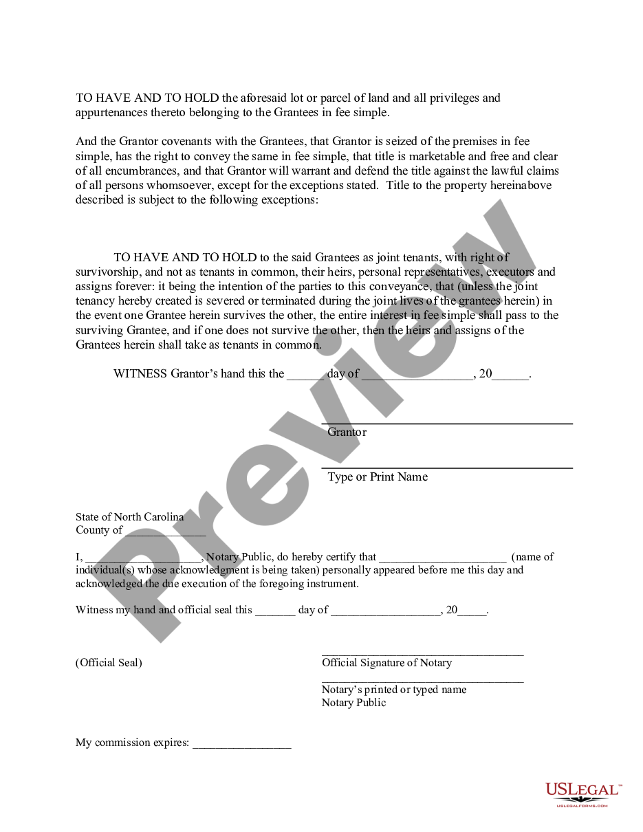 north-carolina-warranty-deed-for-separate-or-joint-property-to-joint