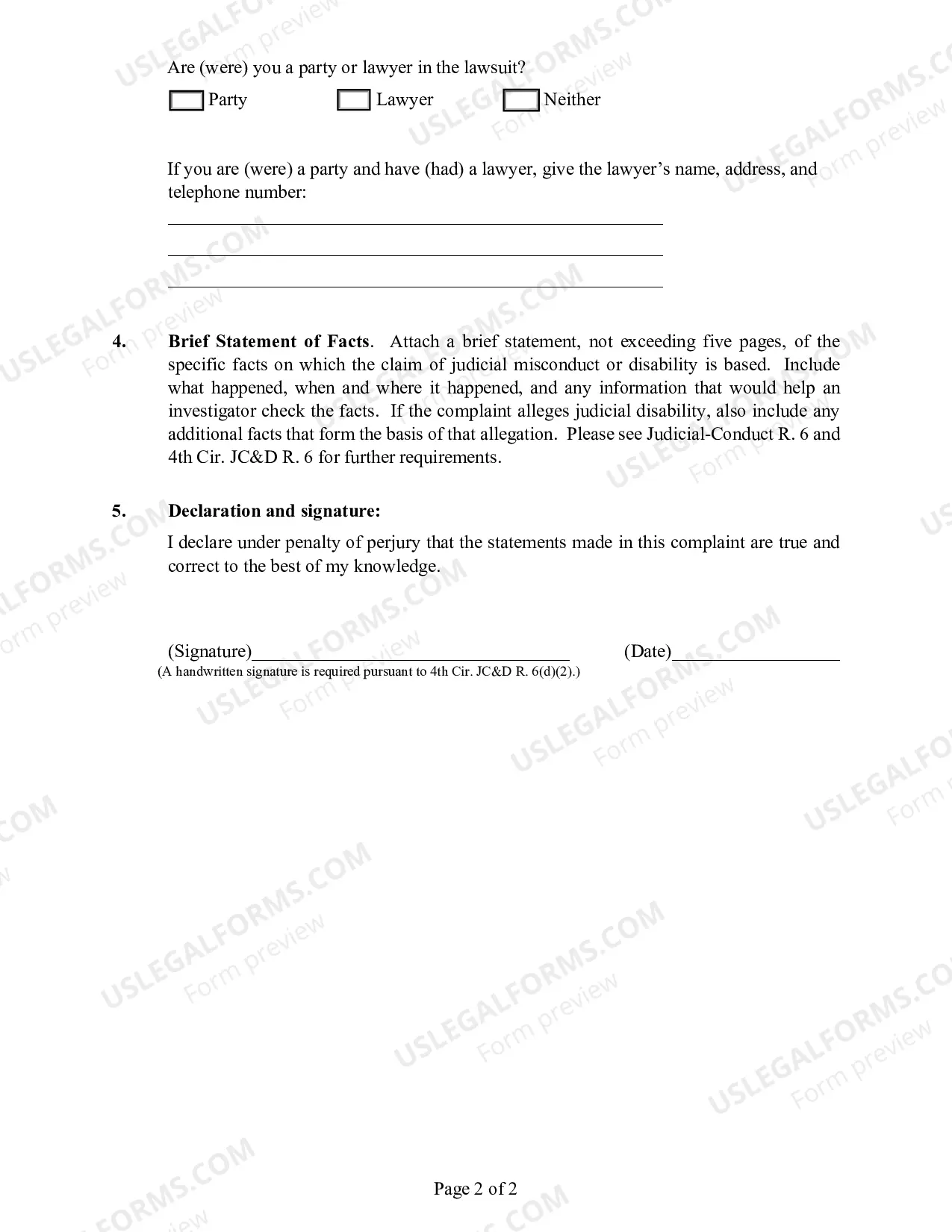Preview Complaint of Judicial Misconduct Or Disability