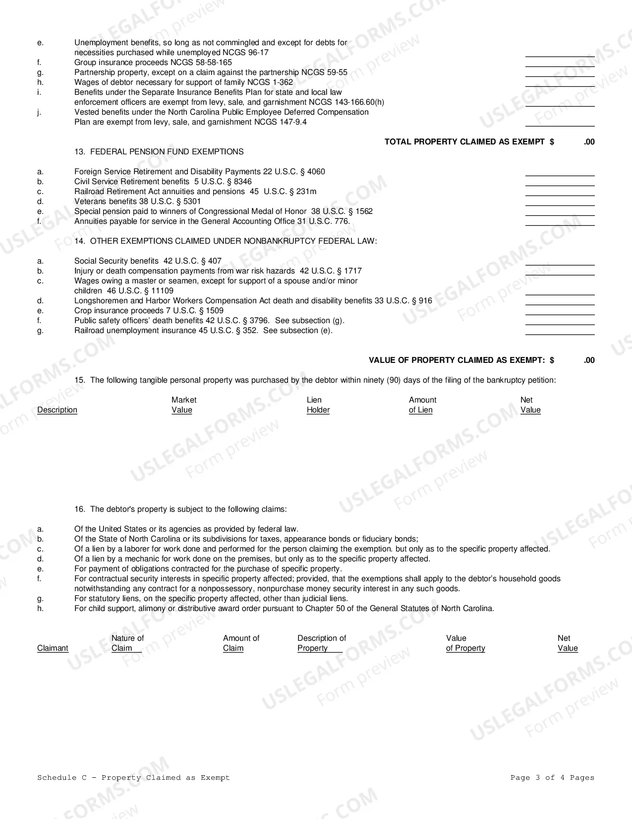 Preview Schedule C Property Claimed As Exempt