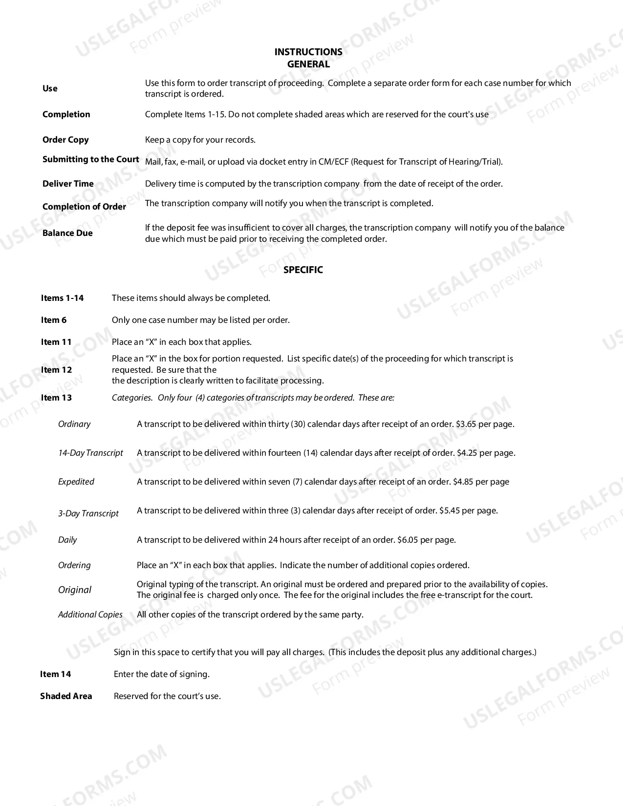 Preview Transcript Order Form