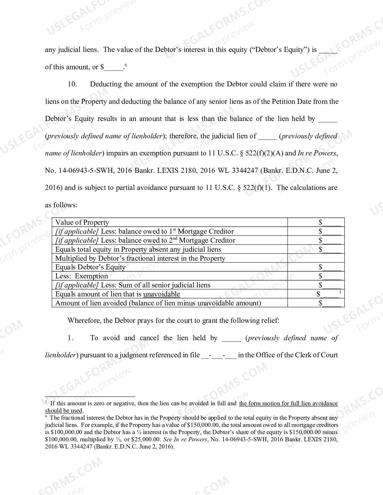 Preview Individual Debtor - Joint Tenancy - Homestead Exemption - Partial Avoidance