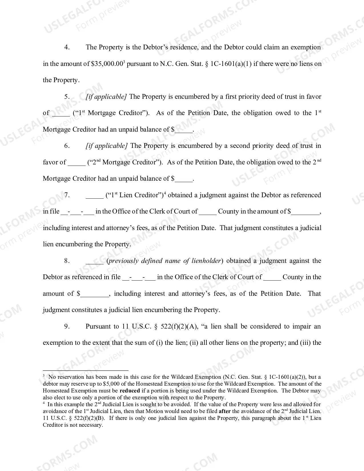 Preview Individual Debtor - Sole Ownership - Homestead Exemption - Partial Avoidance