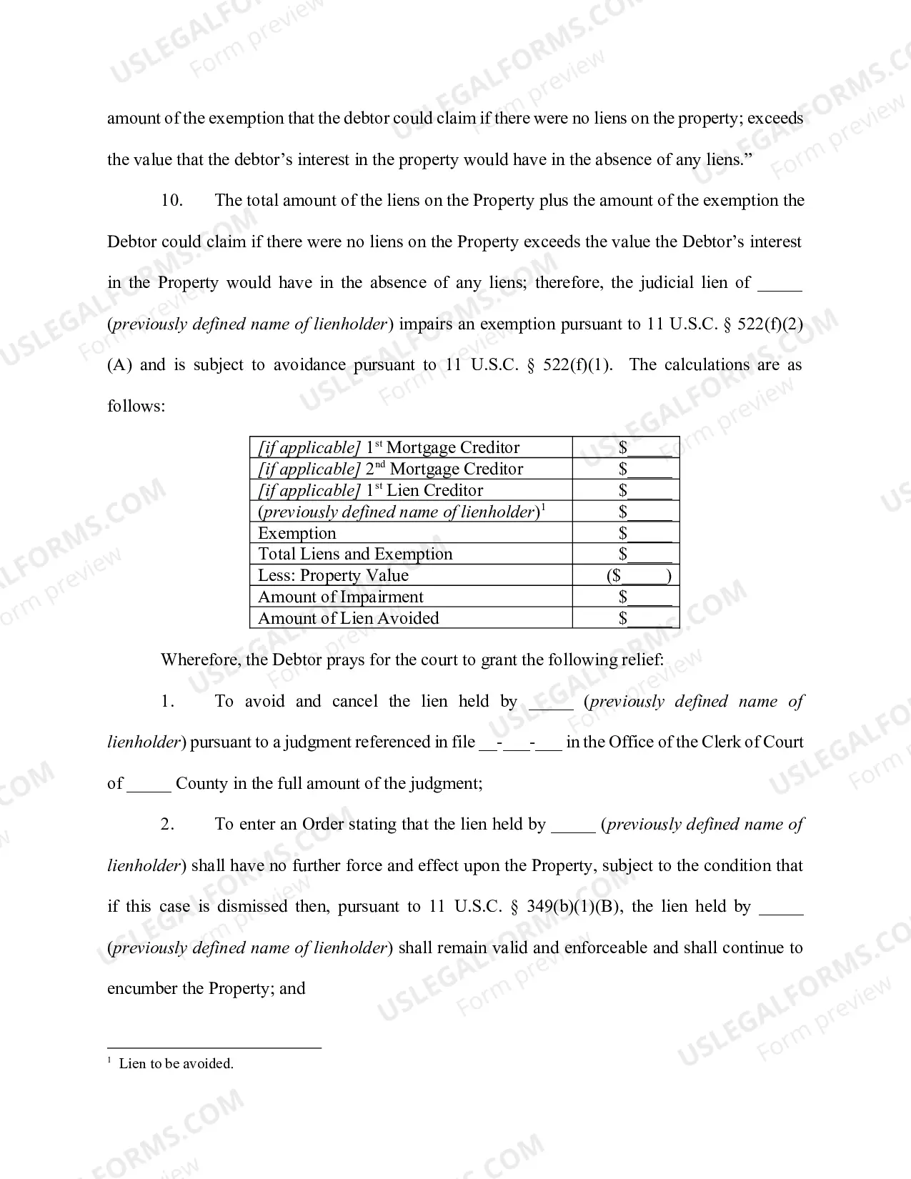 Preview Individual Debtor - Sole Ownership - Wildcard Exemption - Full Avoidance
