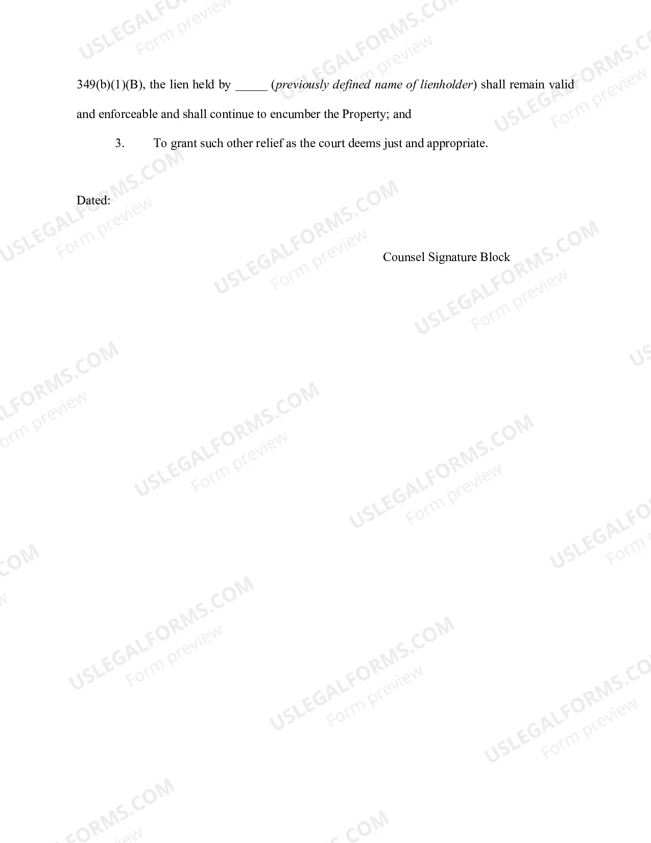 Preview Individual Debtor - Sole Ownership - Wildcard Exemption - Partial Avoidance