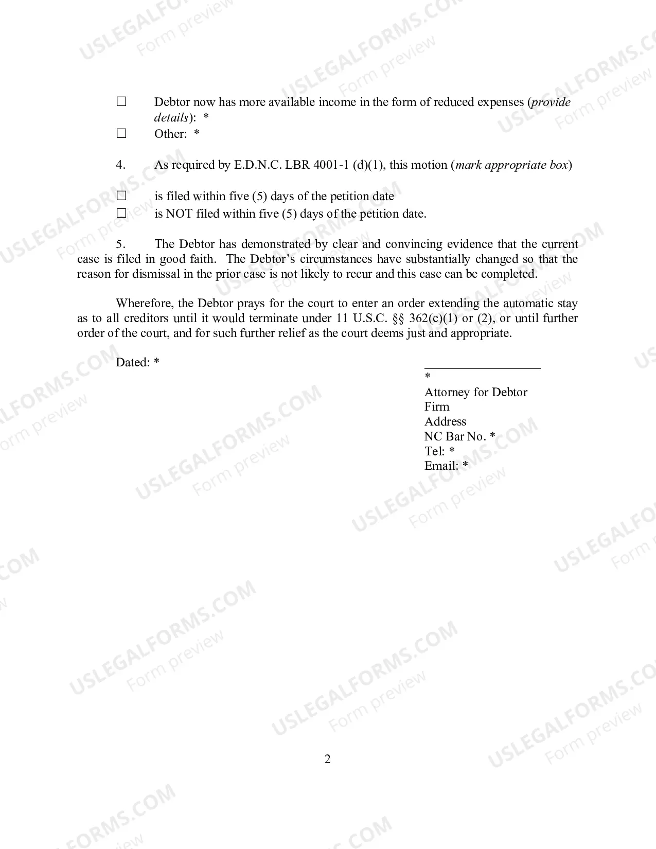 Preview Motion to Extend Automatic Stay