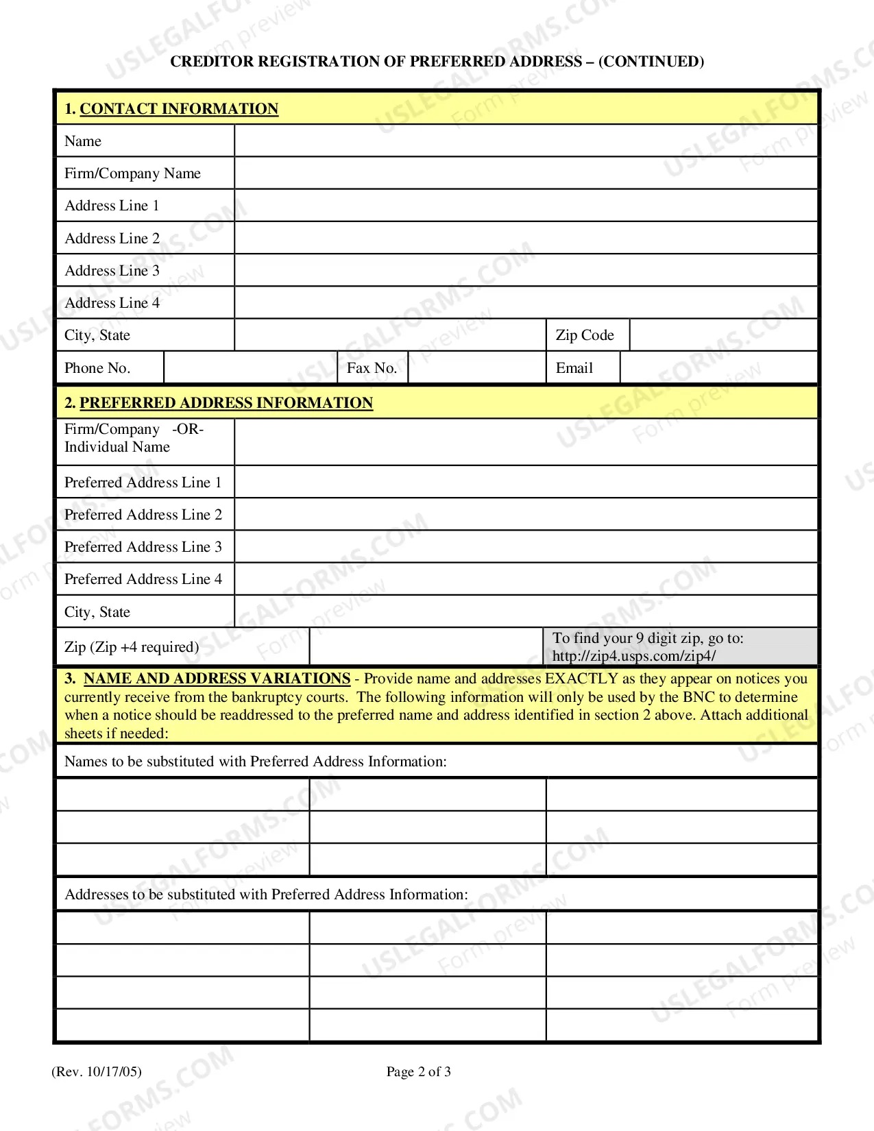 Preview National Creditor Registration Service - Registration