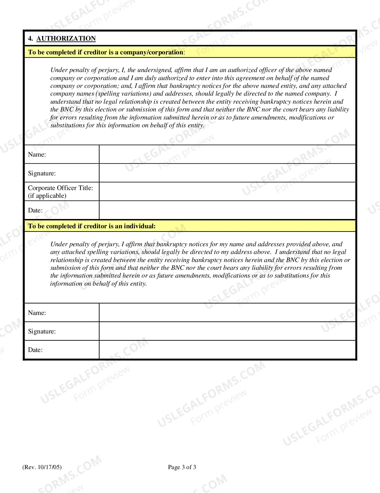 Preview National Creditor Registration Service - Registration