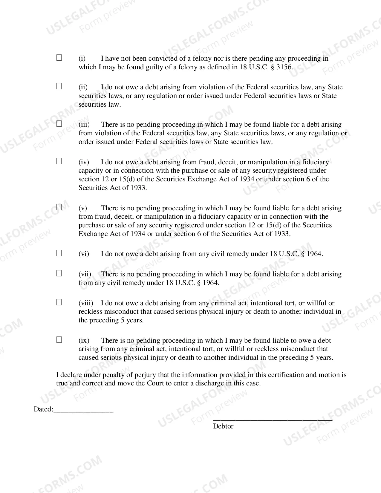 Preview Debtors Motion For Entry of Discharge