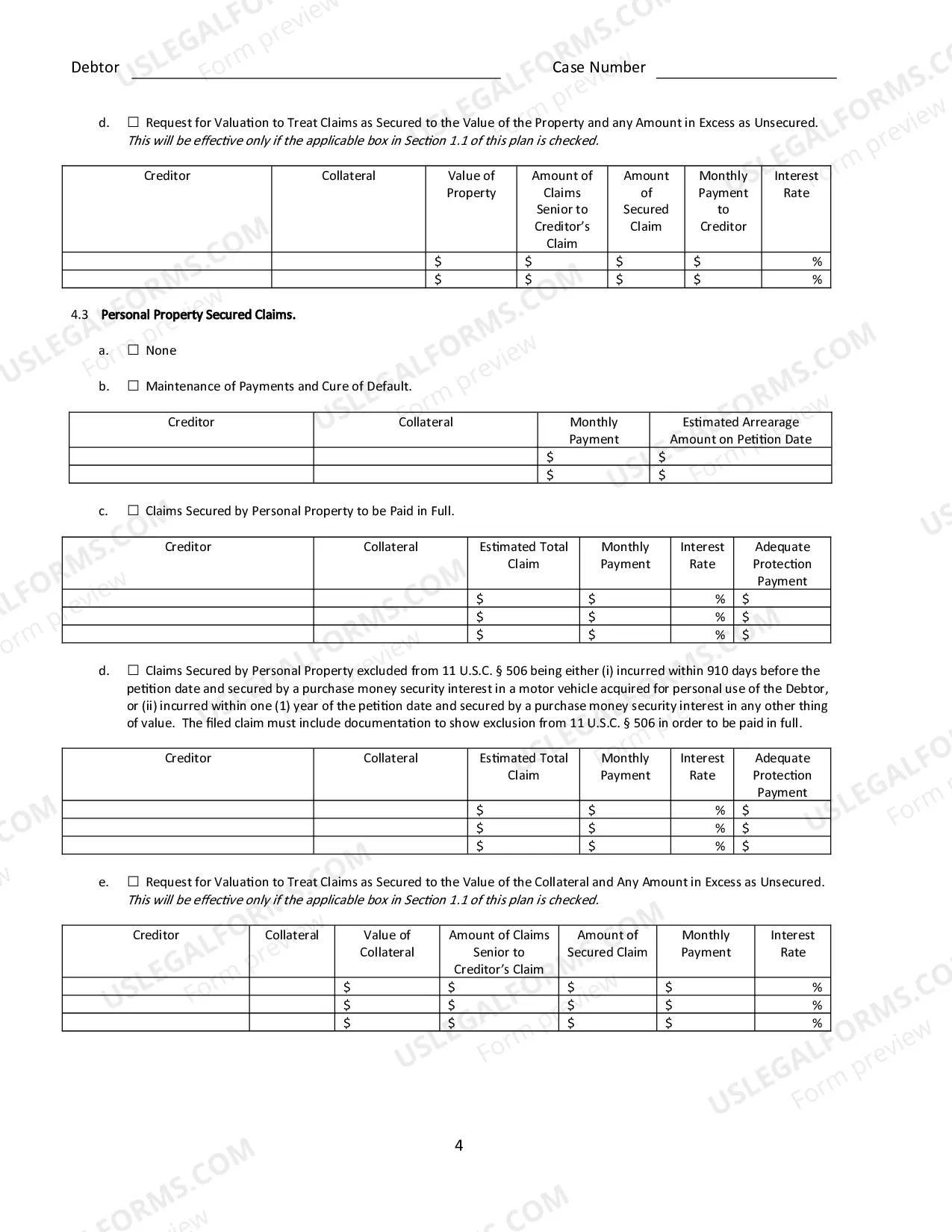 Preview Notice To Creditors and Proposed Plan