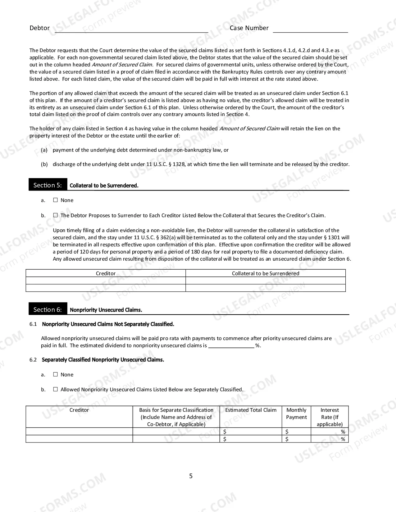 Preview Notice To Creditors and Proposed Plan