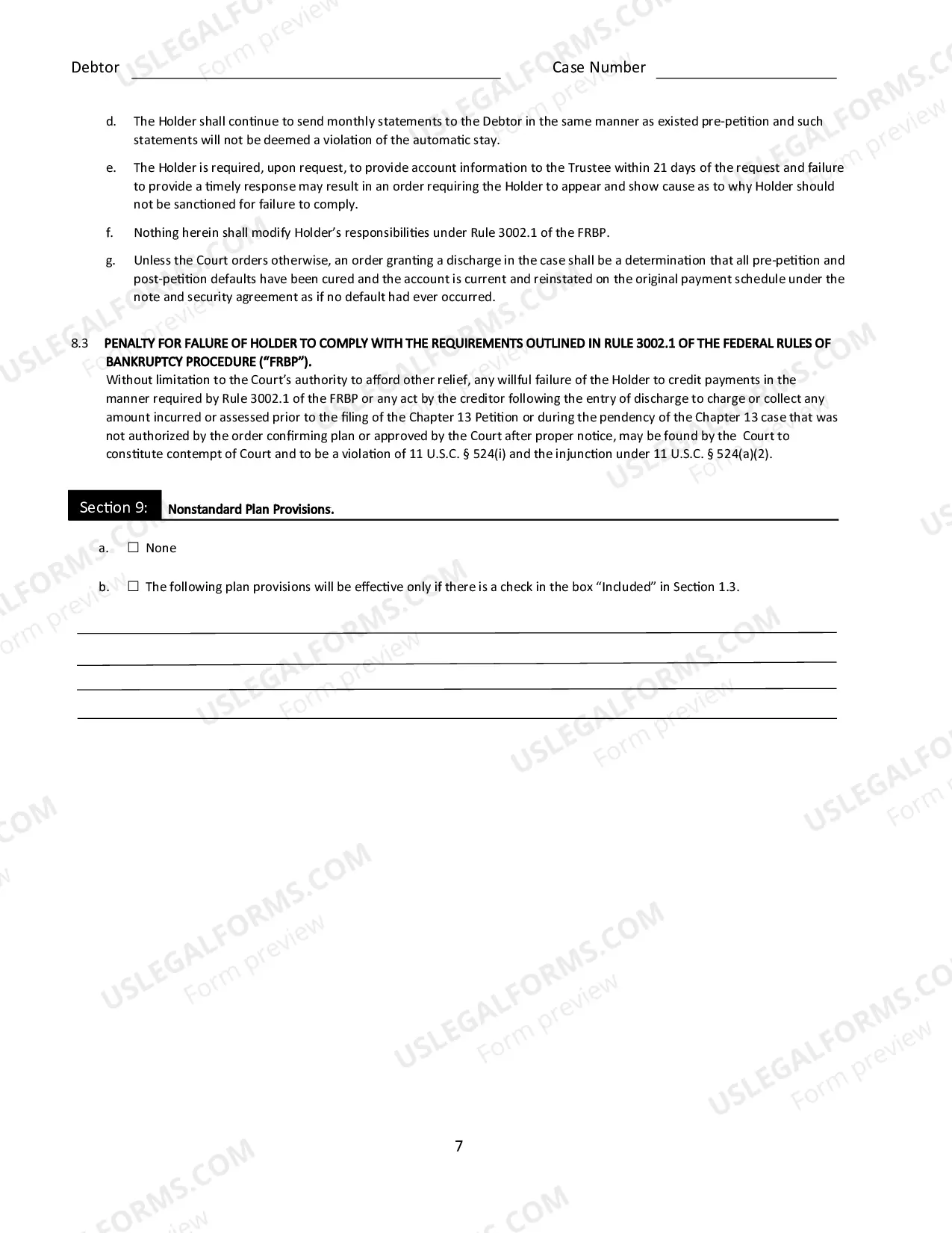 Preview Notice To Creditors and Proposed Plan
