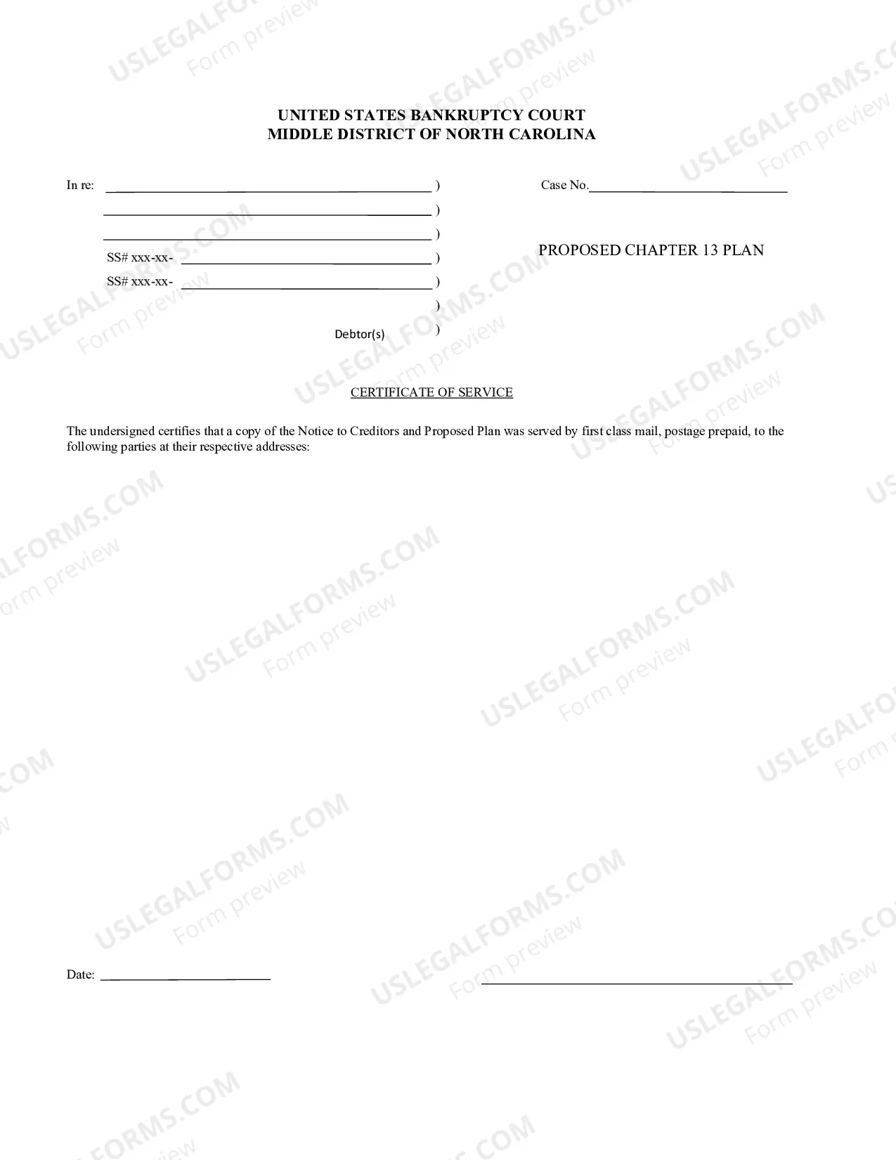 Preview Notice To Creditors and Proposed Plan