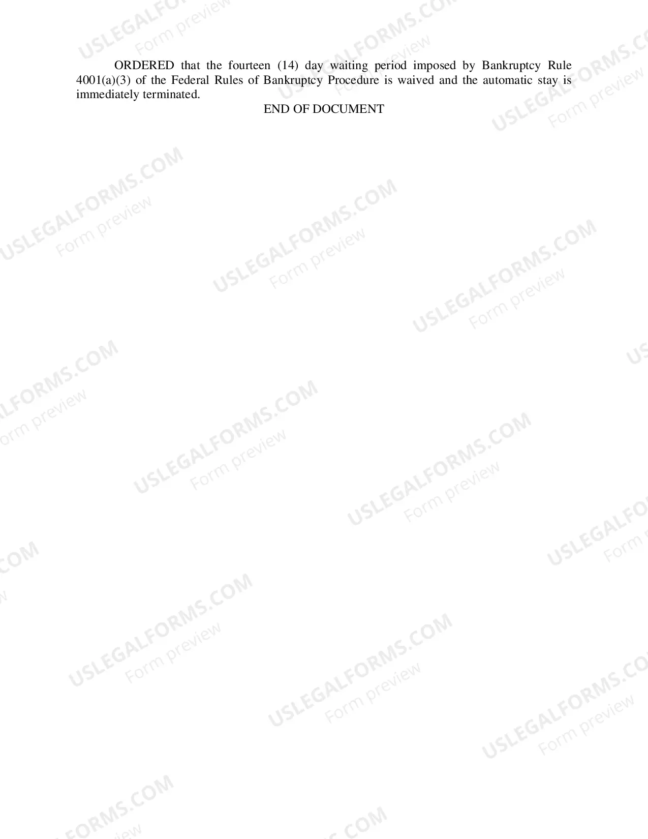Preview Order For Relief From The Automatic Stay-Personal Property)