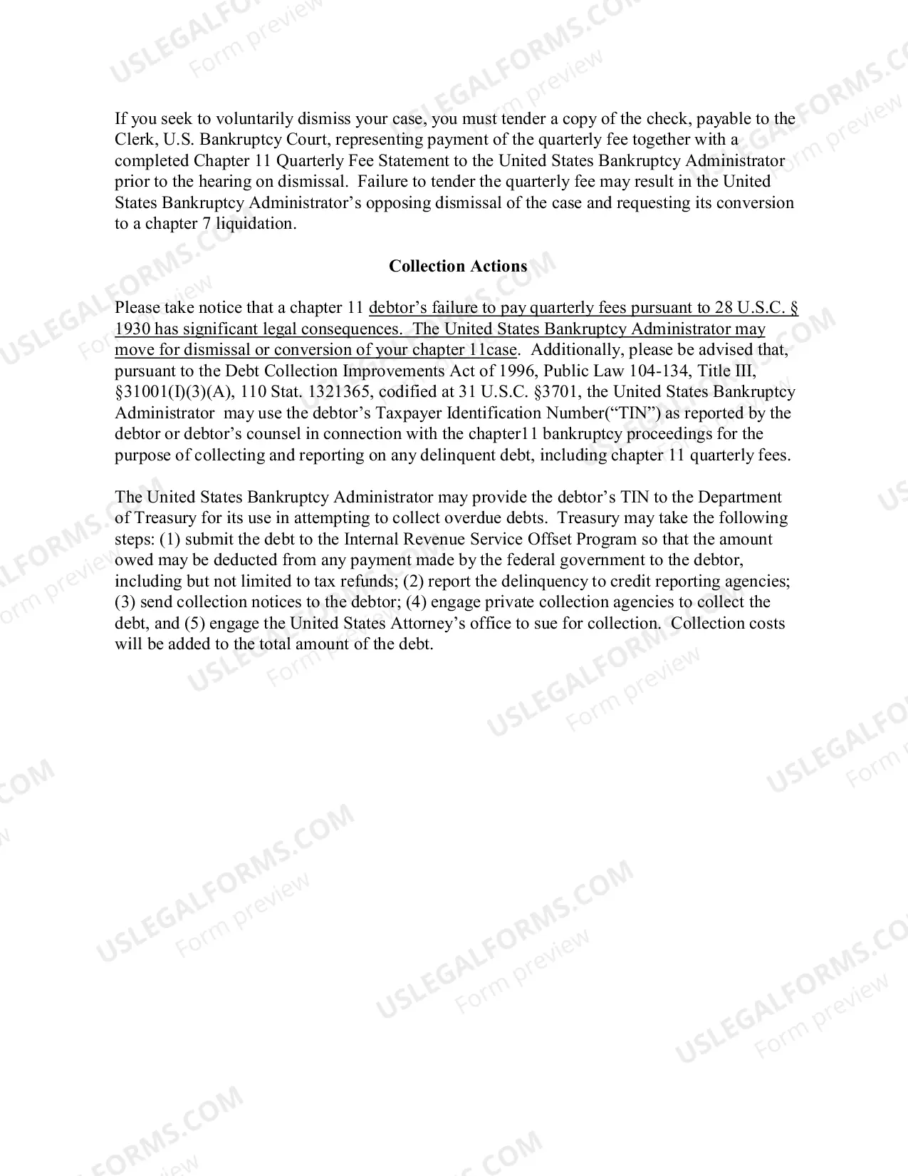 Preview Chapter 11 Quarterly Fee Information --Revised:01/2008)