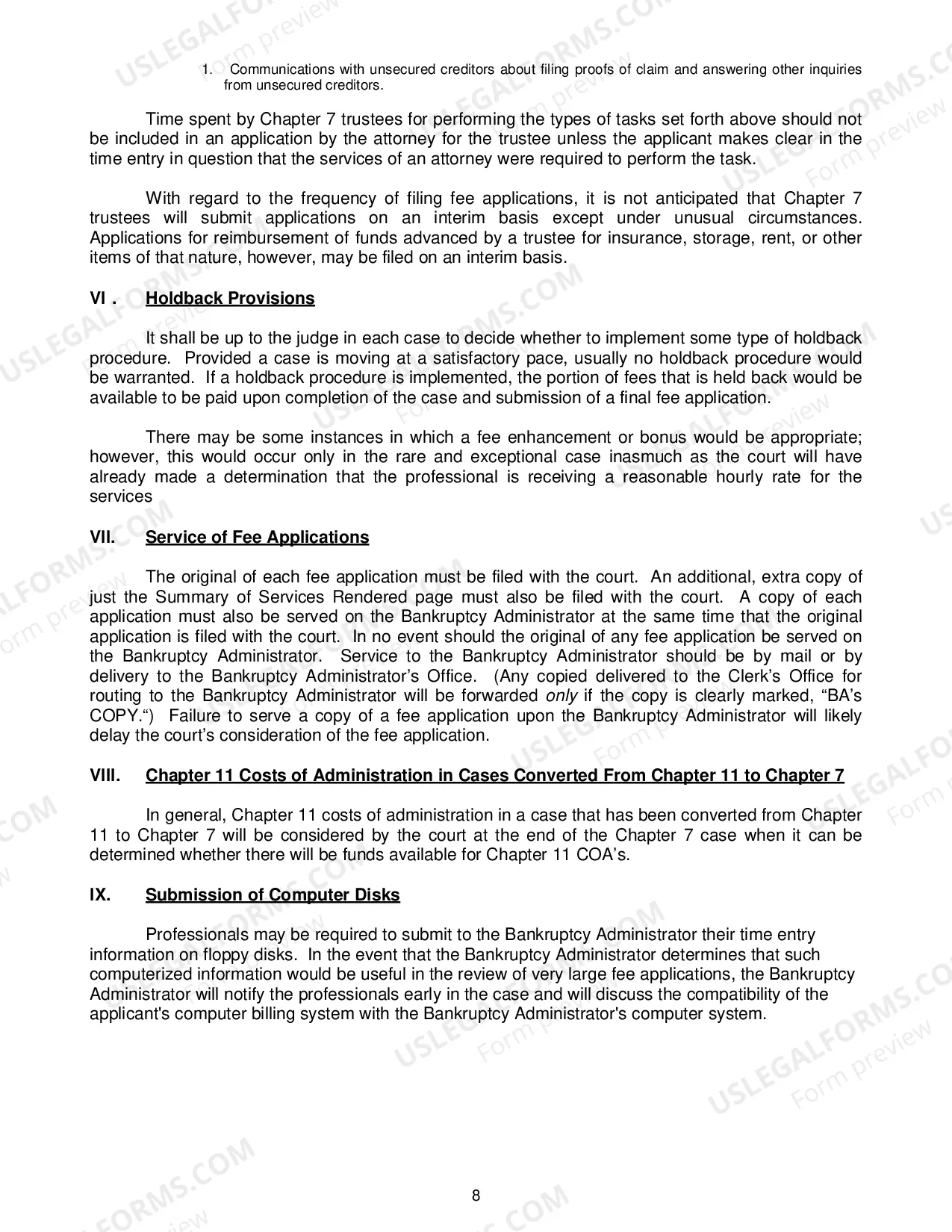 Preview Chapter 7 Fee Application Guidelines --Revised:01/1998)