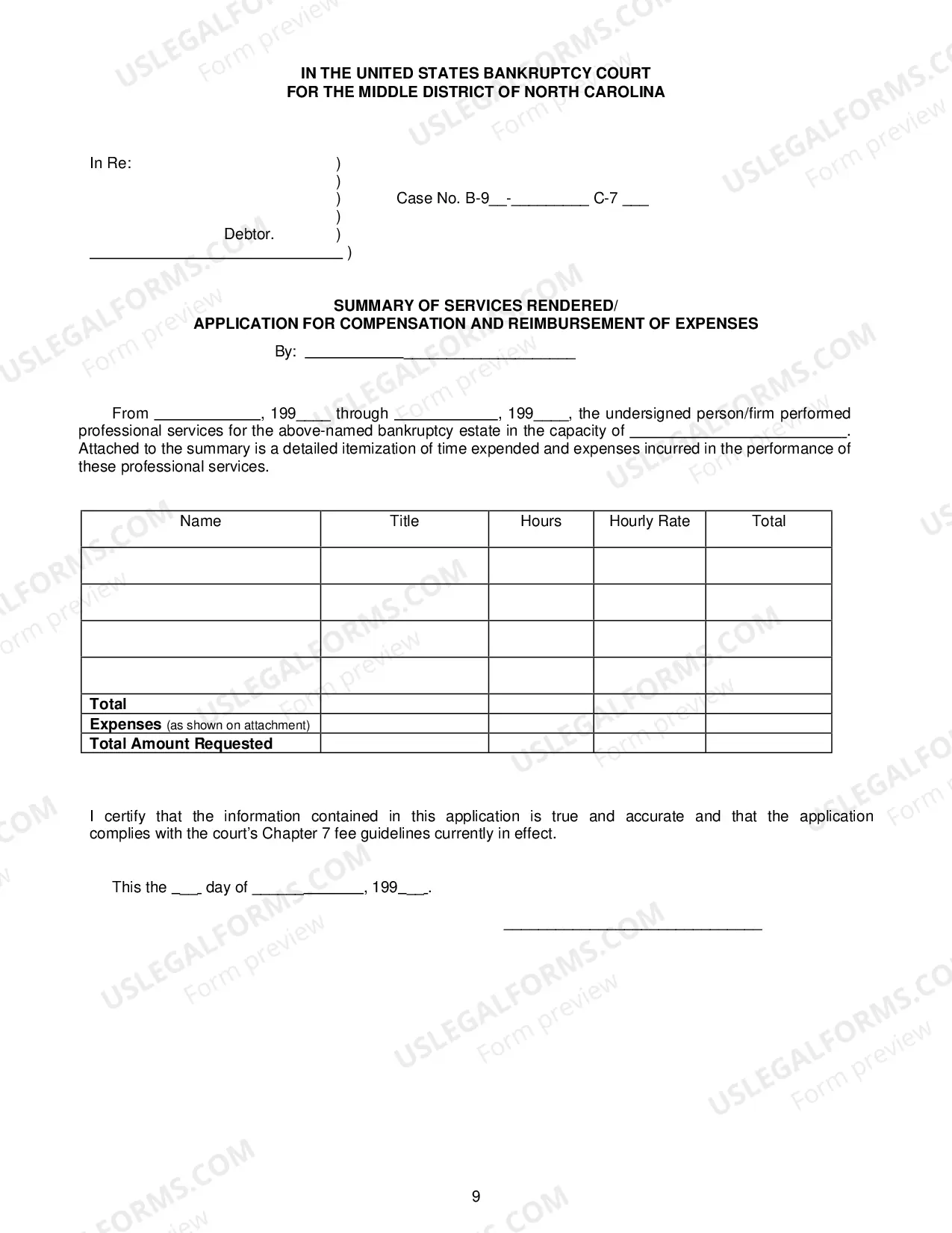 Preview Chapter 7 Fee Application Guidelines --Revised:01/1998)