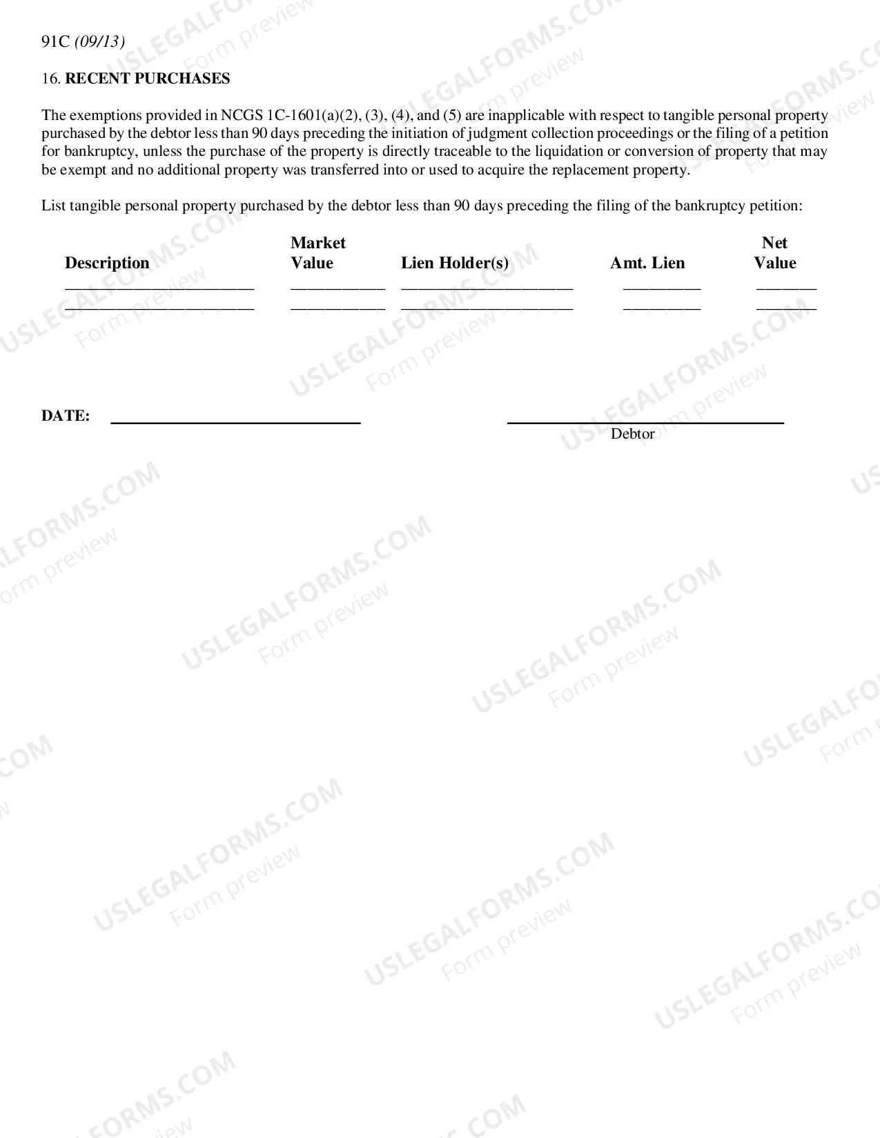 Preview Schedule C - Property Claimed As Exempt - 91C-Local Form 91C) --Revised:09/2013) -PDFDOCX