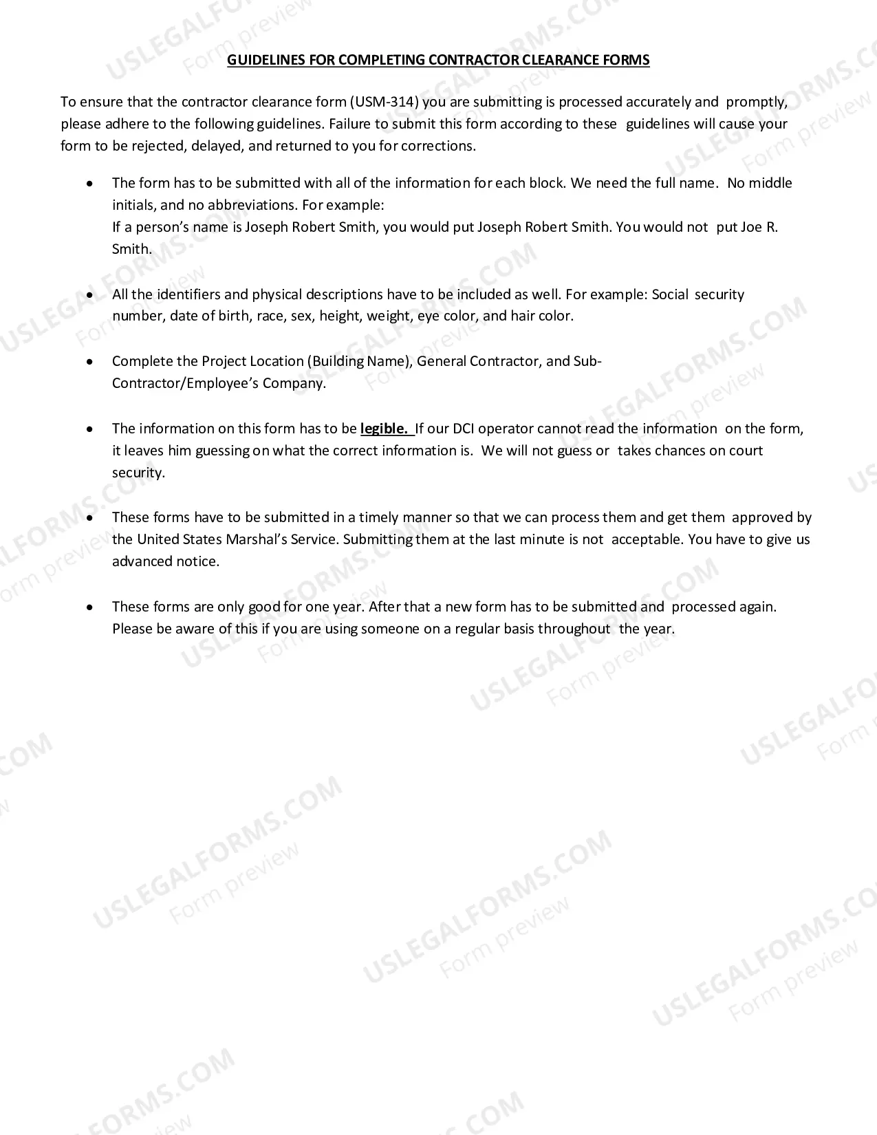 Preview Contractor Clearance Form-USM-314) --Revised:06/2017) -PDFDOCX