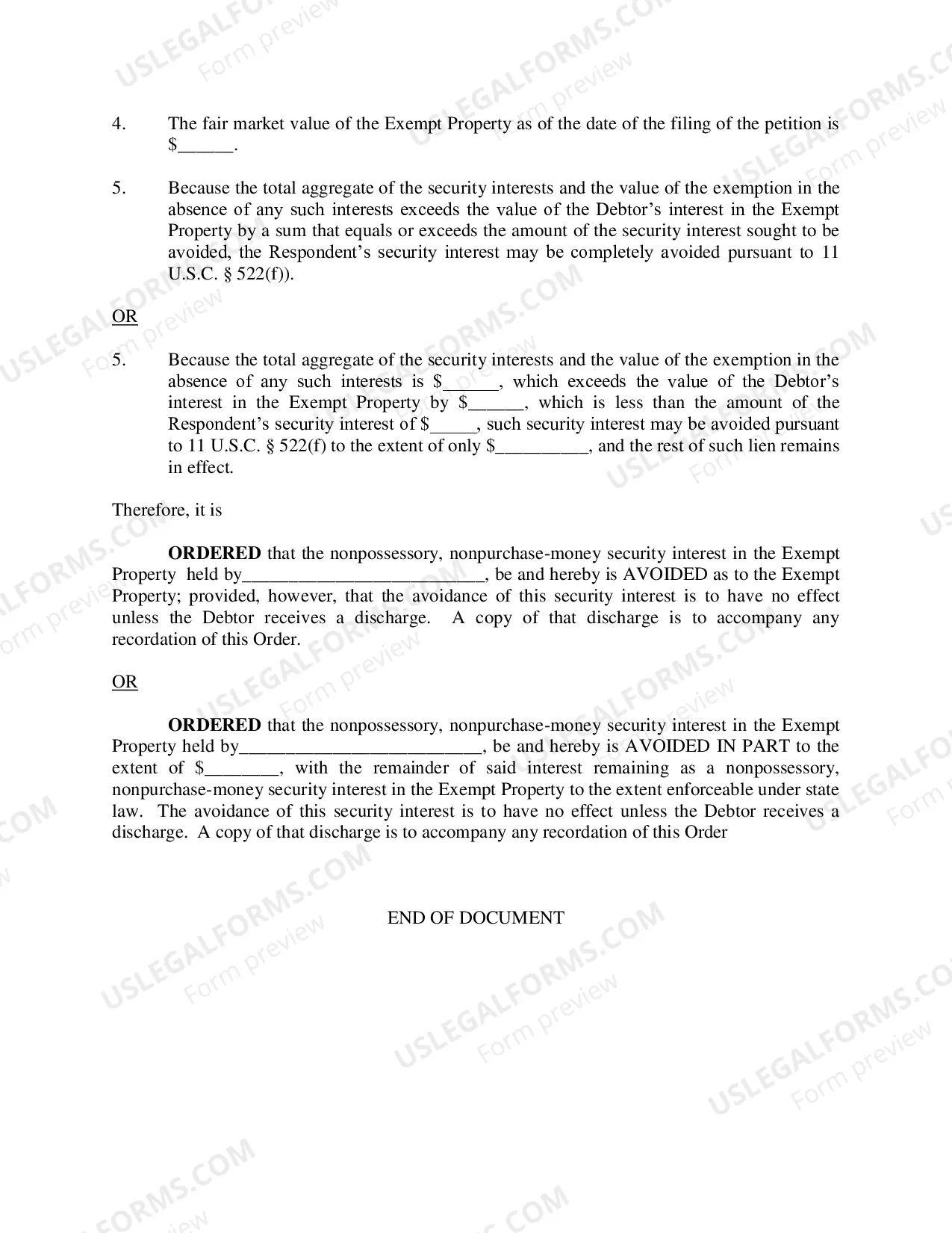 Preview Order Avoiding Nonpossessory, Nonpurchase-money Security Interest --Revised:09/2013) -PDFDOCX