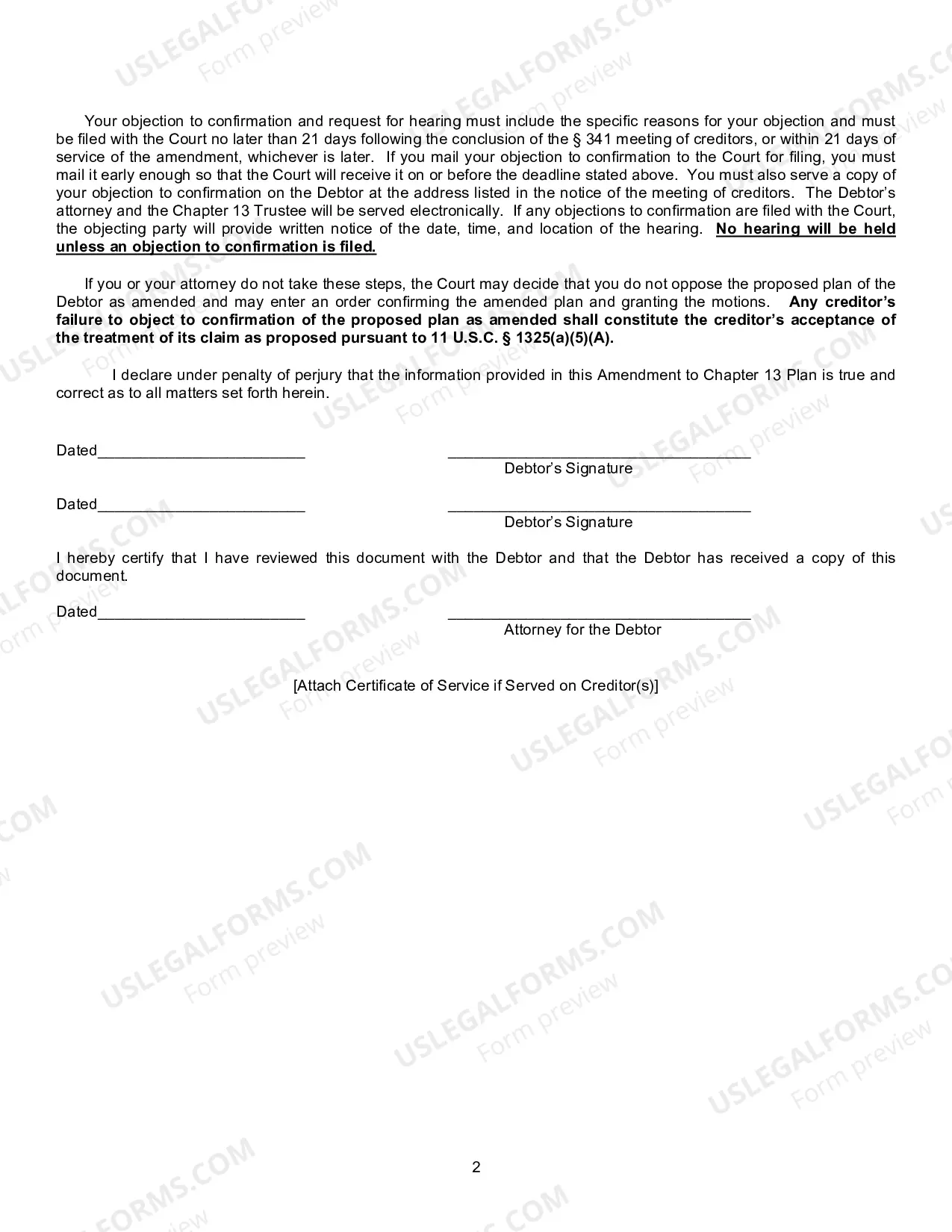Preview Amendment To Chapter 13 Plan