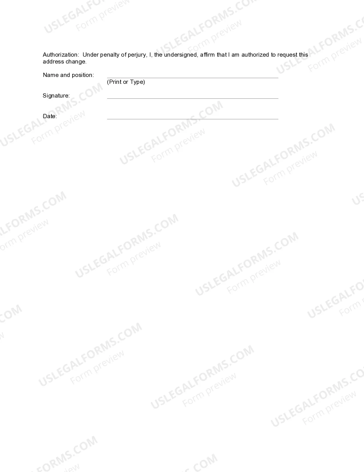 Preview Notice of Case Specific Address