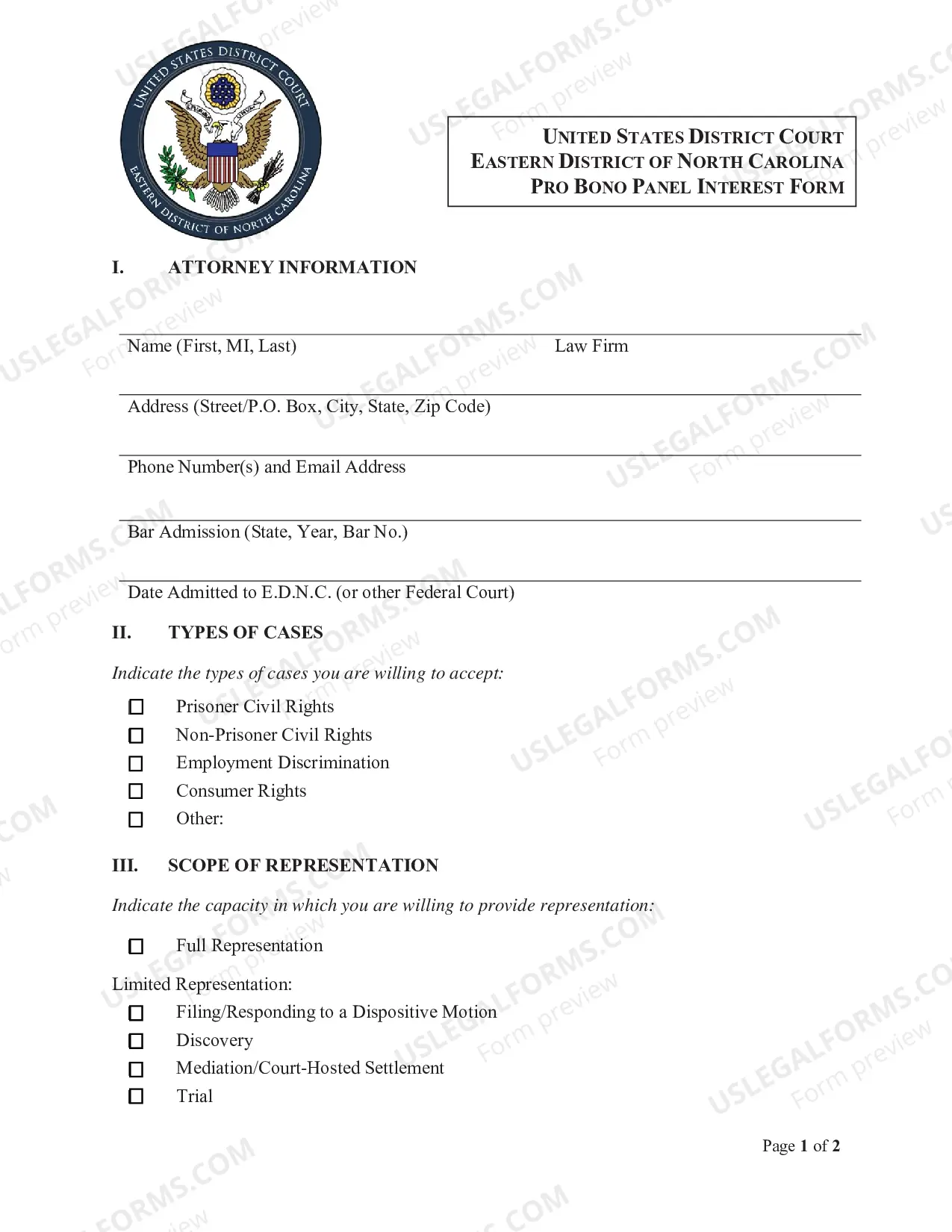 Preview Attorney Admission Application