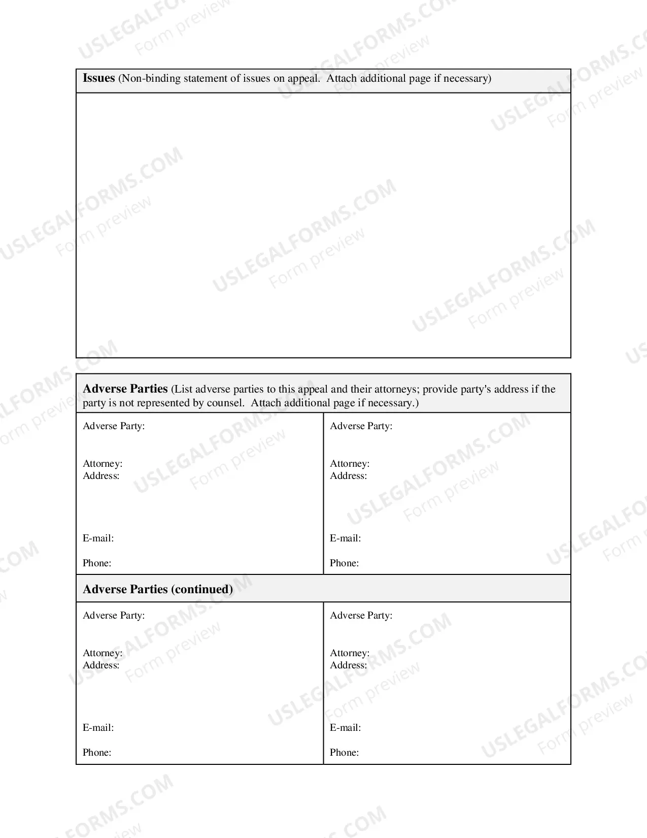 Preview Docketing Statement