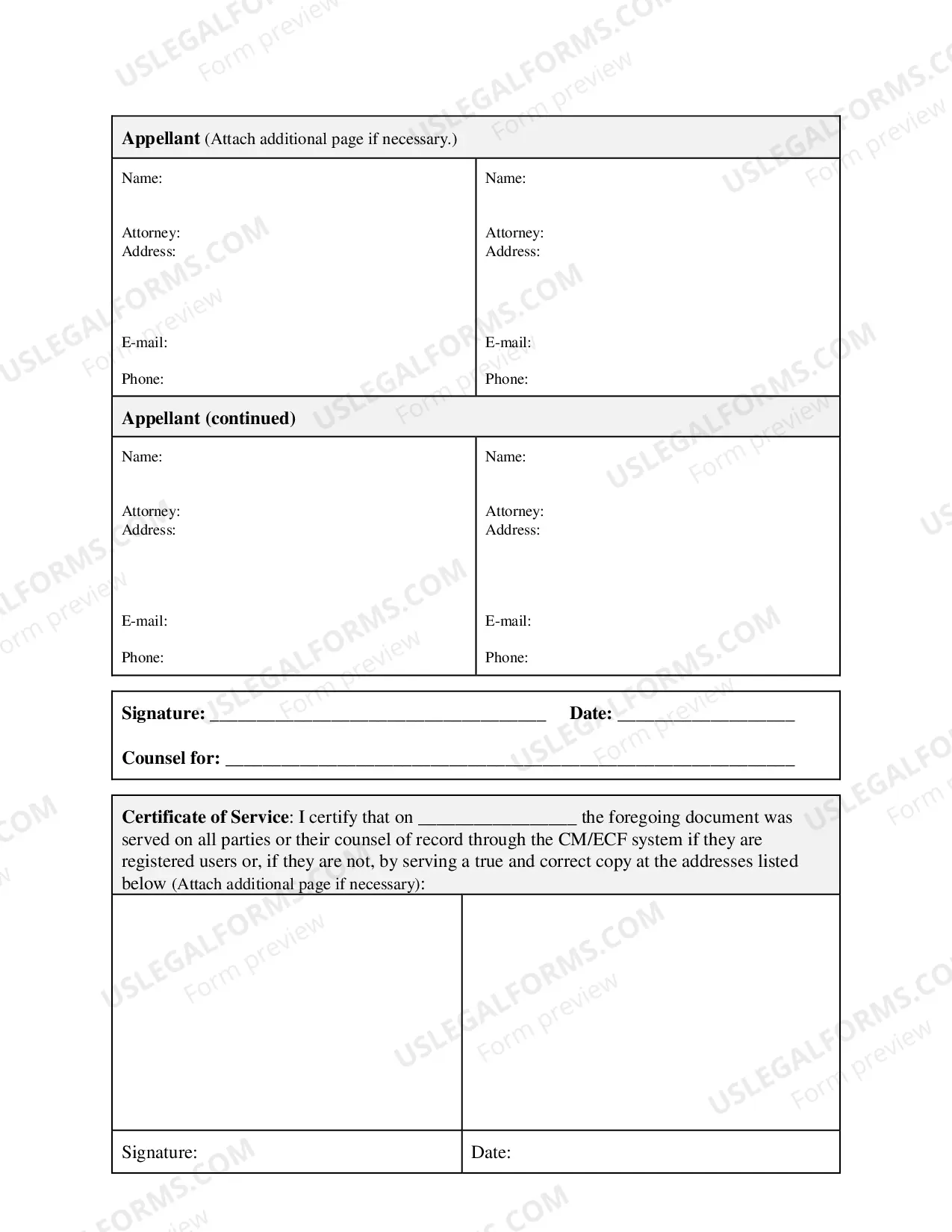 Preview Docketing Statement