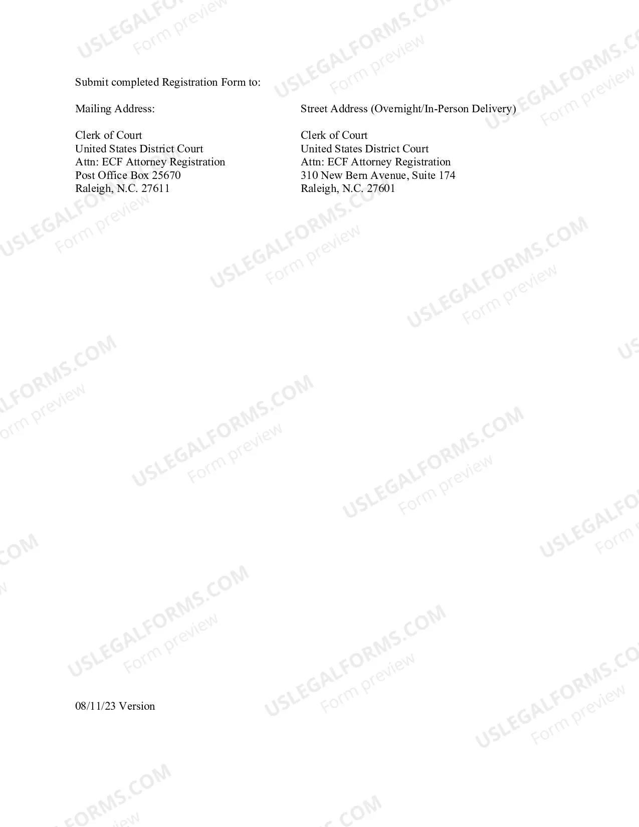 Preview Electronic Filing Attorney Registration Form