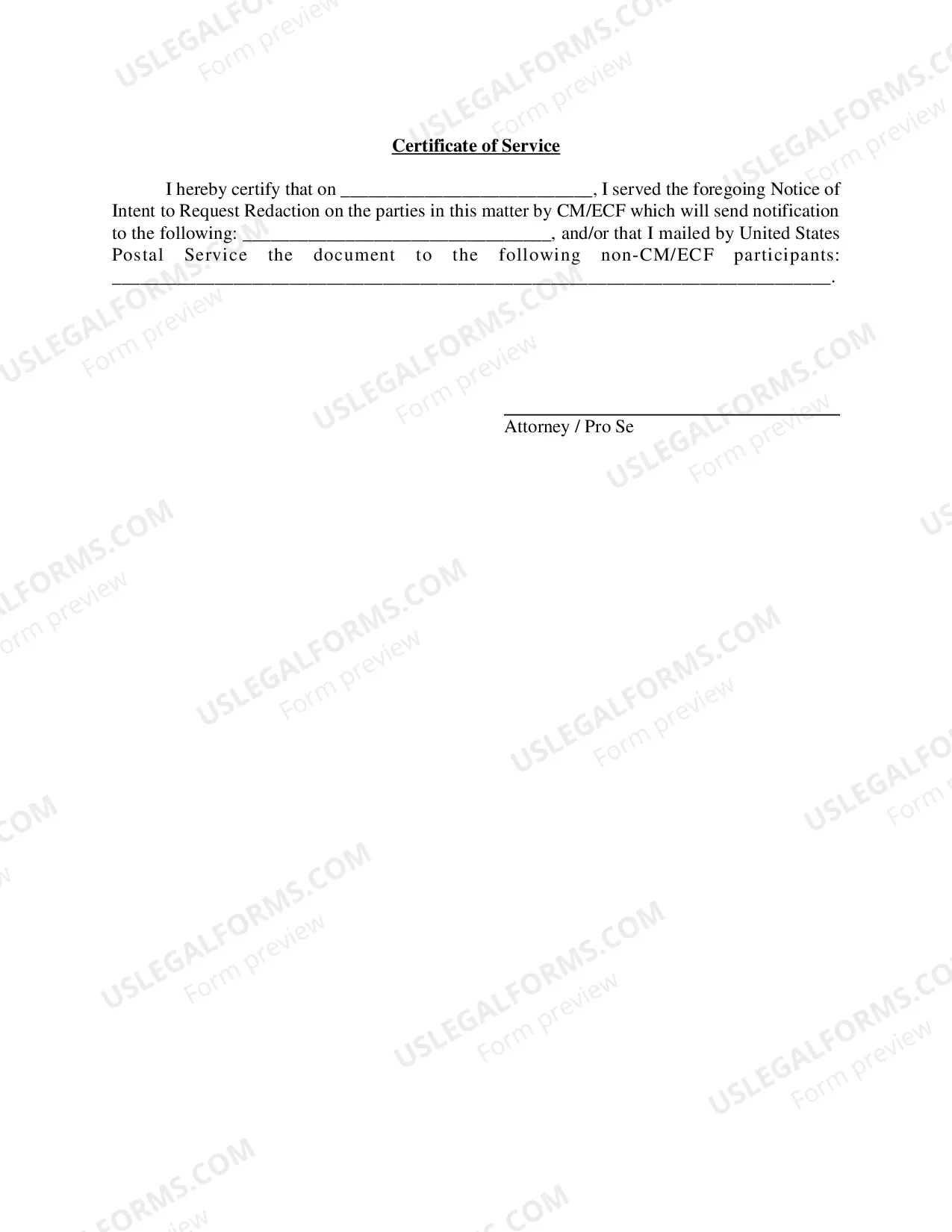 Preview Notice of Intent To Request Redaction