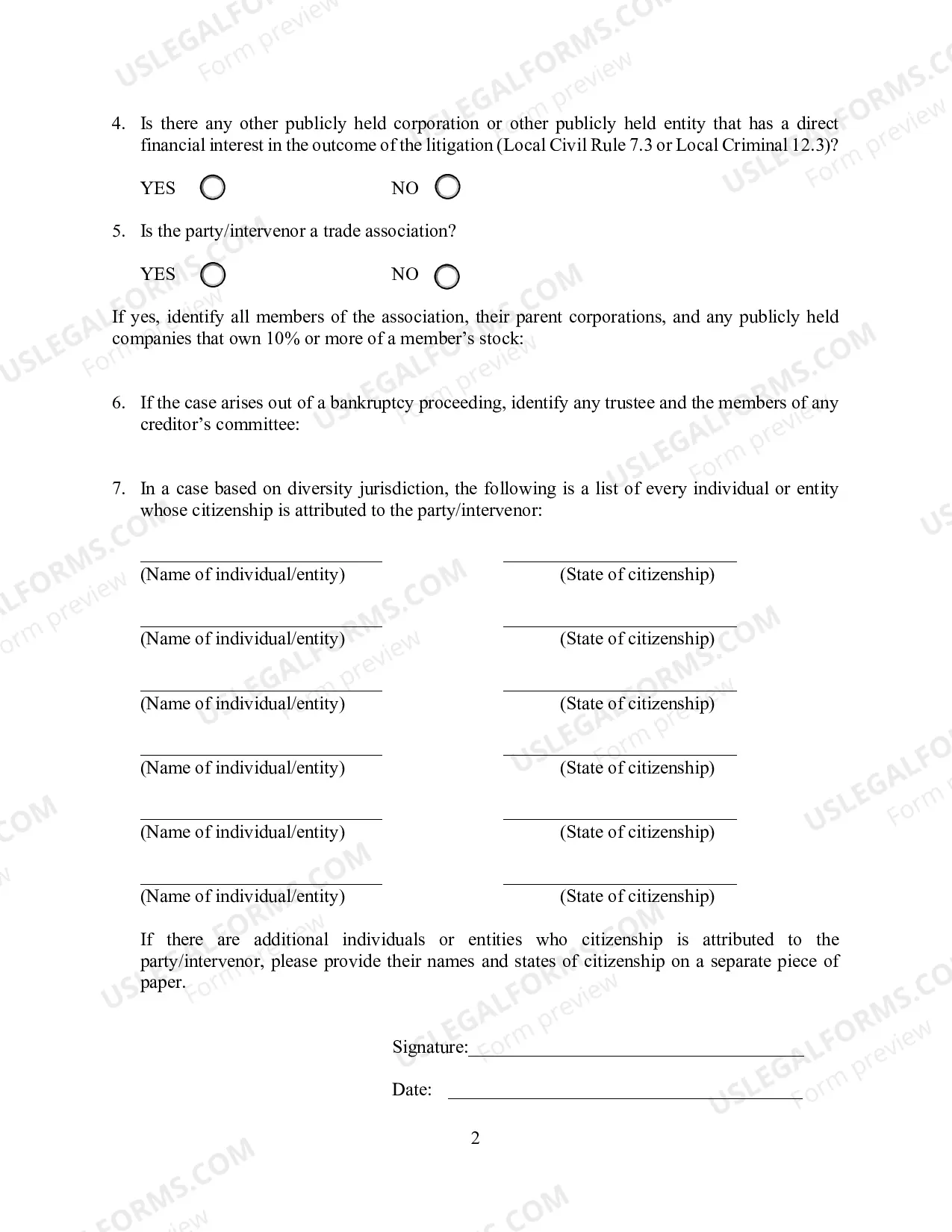 Preview Financial Disclosure Form