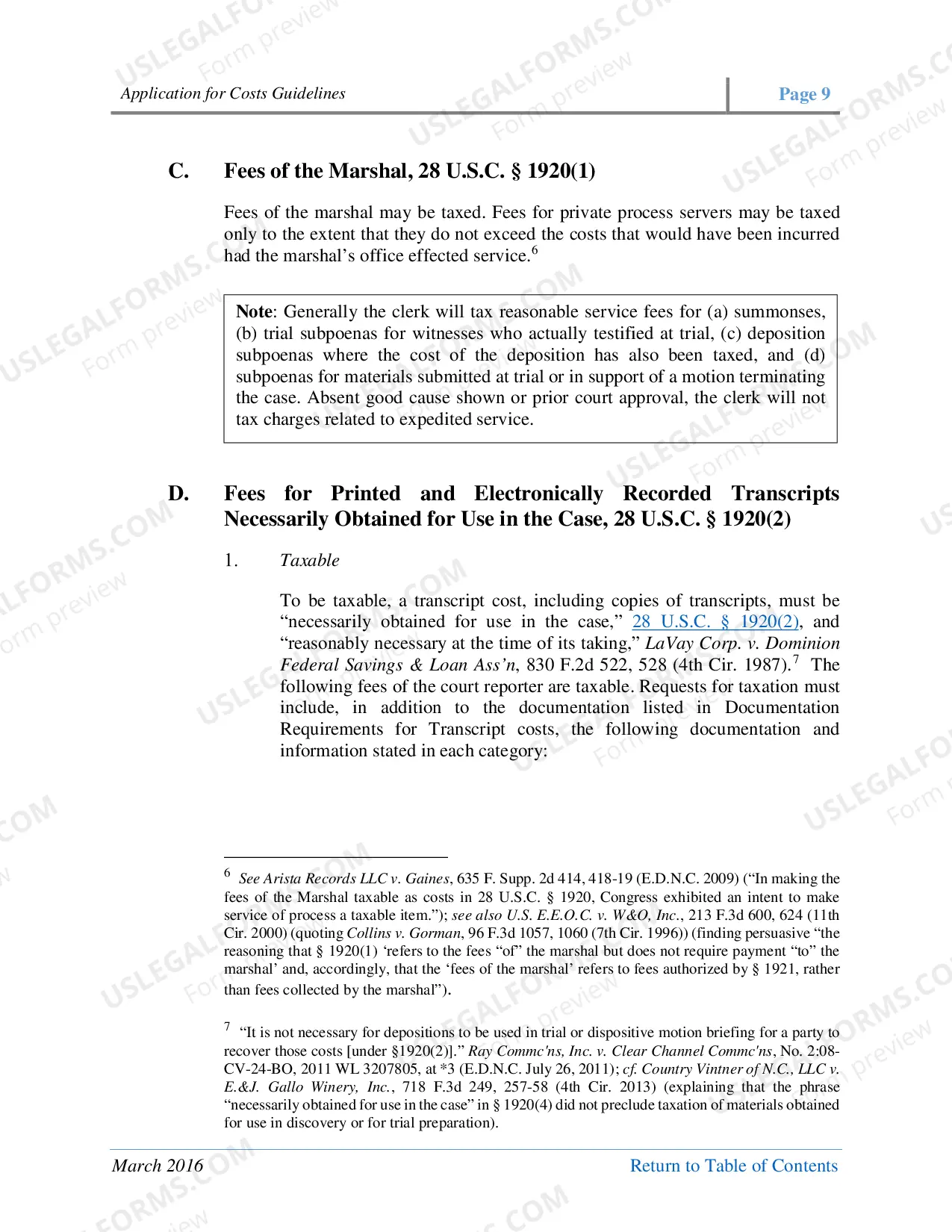 Preview Application for Cost Guidelines