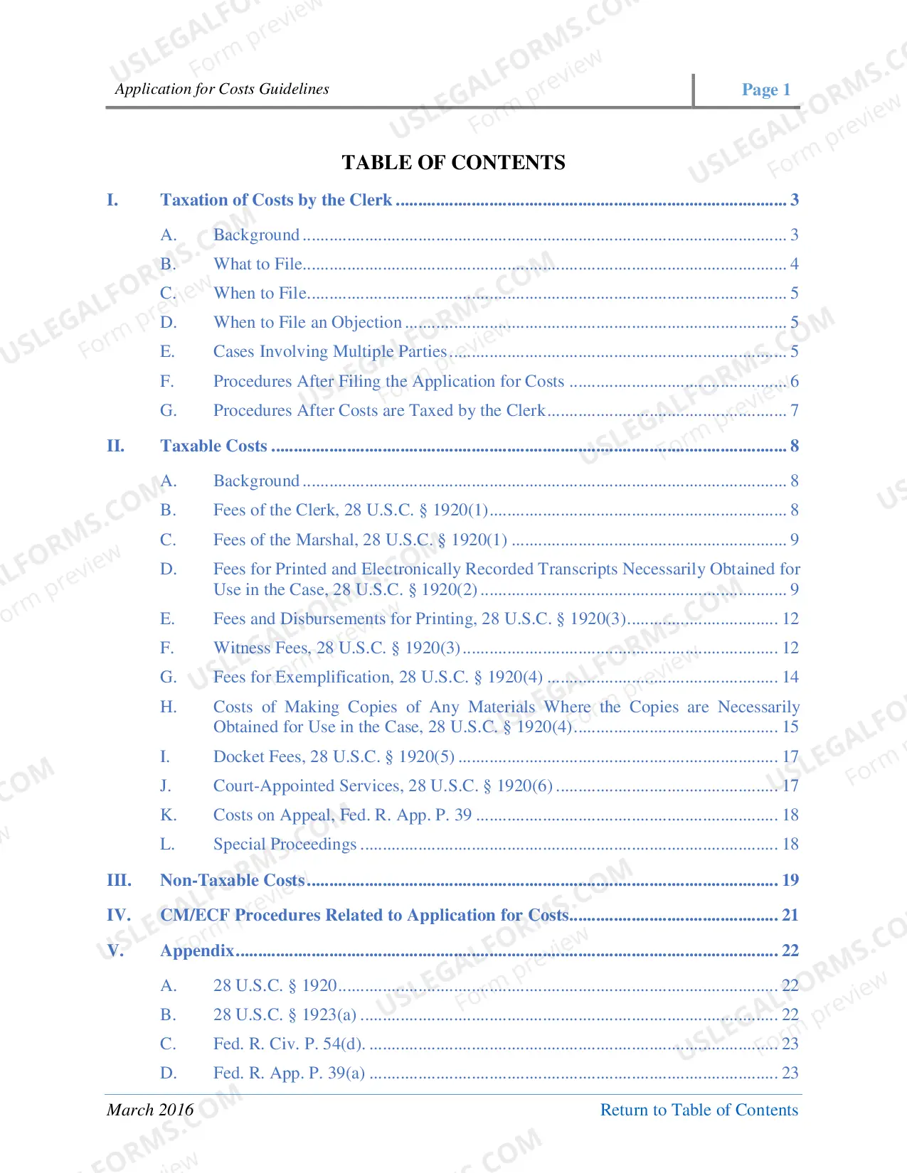 Preview Application for Cost Guidelines