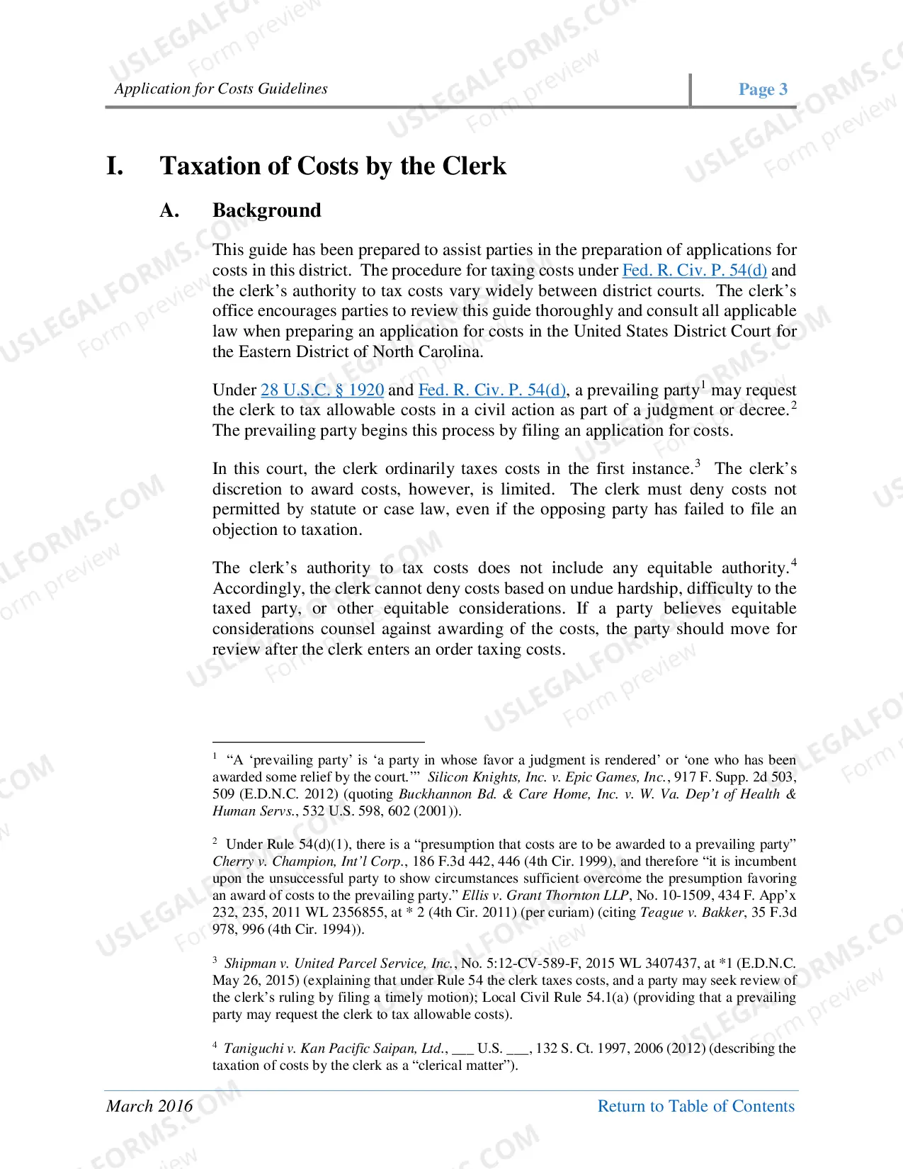 Preview Application for Cost Guidelines
