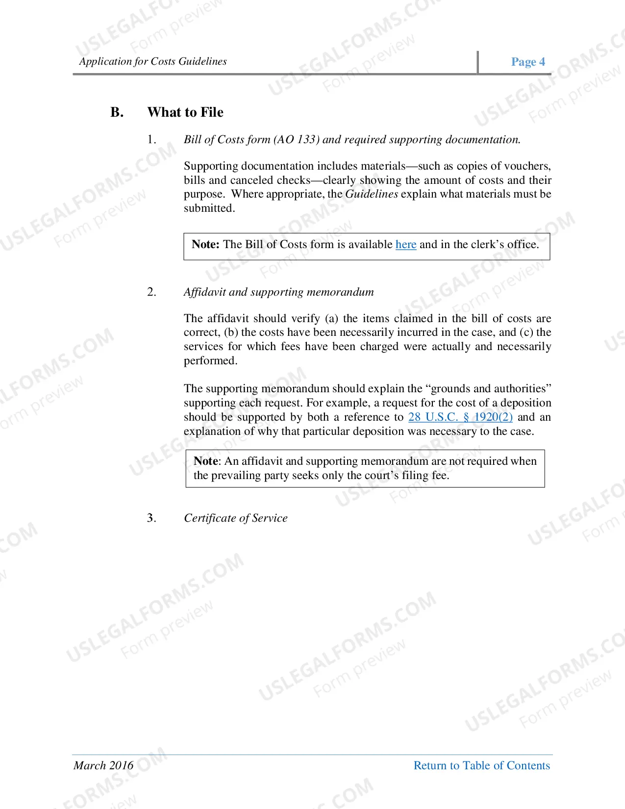 Preview Application for Cost Guidelines