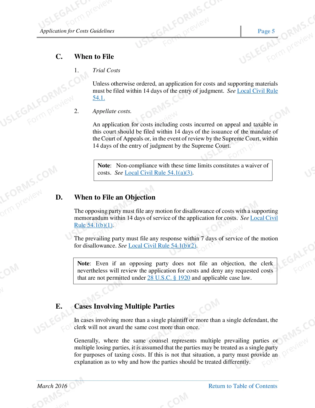 Preview Application for Cost Guidelines
