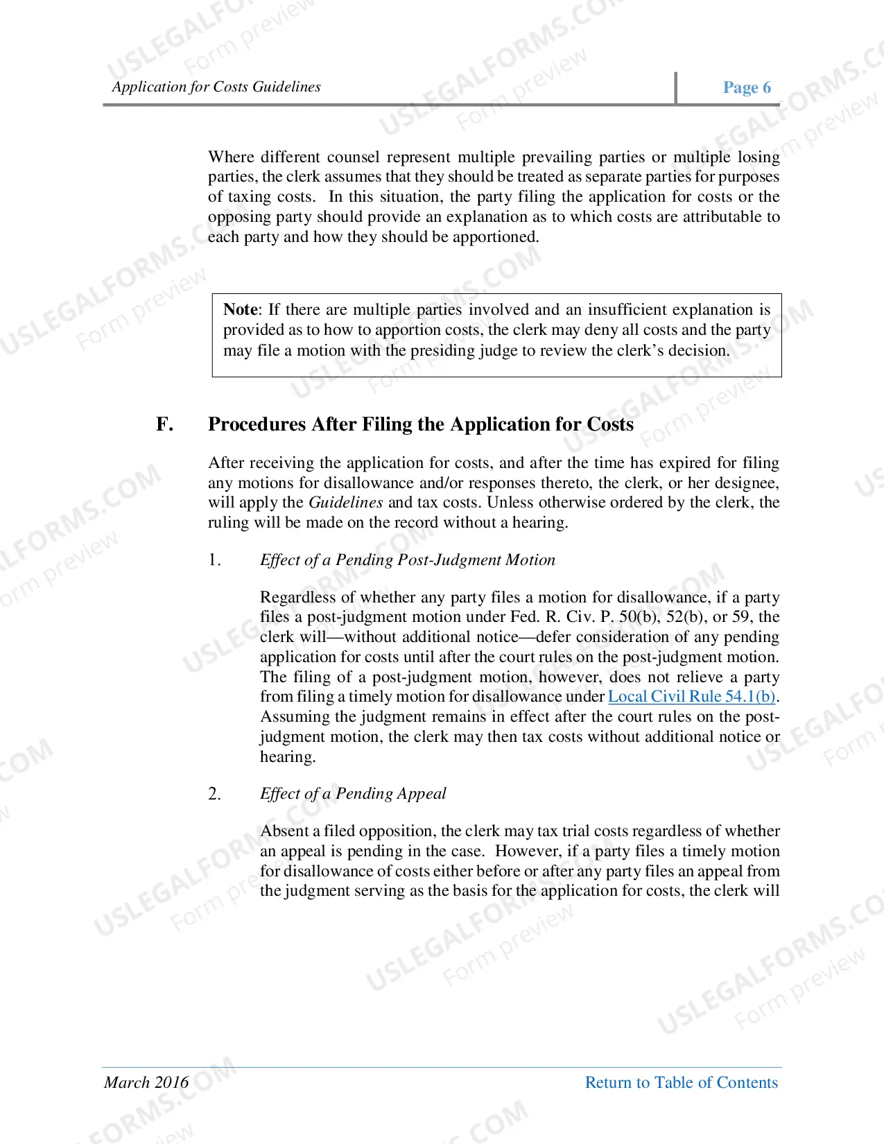 Preview Application for Cost Guidelines