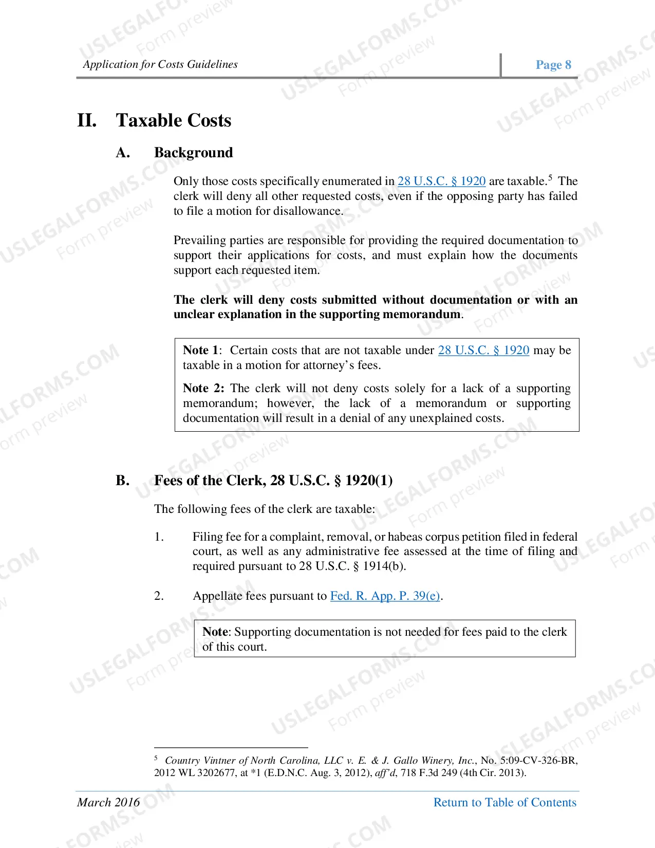 Preview Application for Cost Guidelines