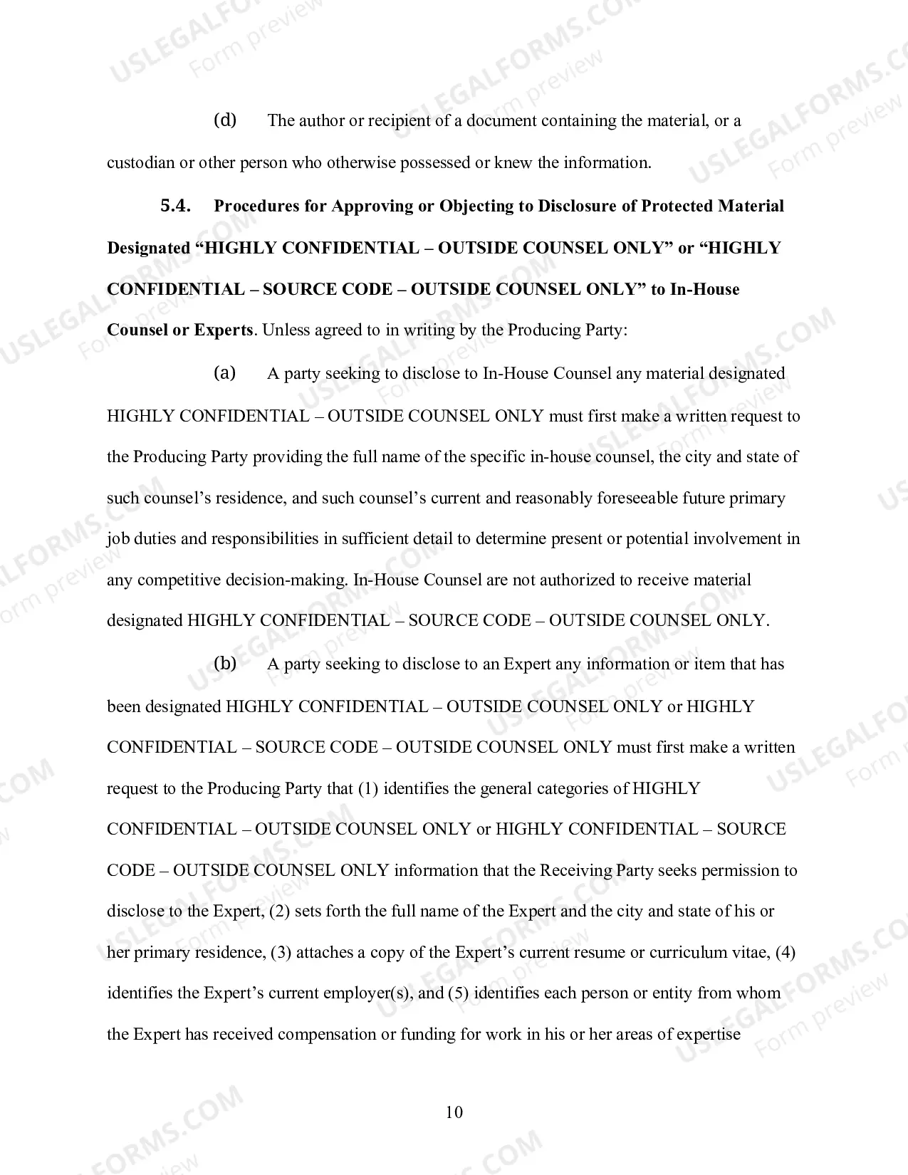 Preview Default Patent Protective Order