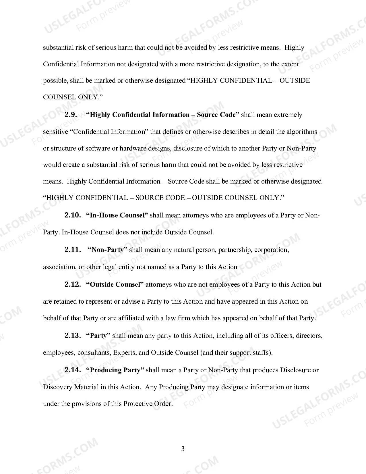 Preview Default Patent Protective Order