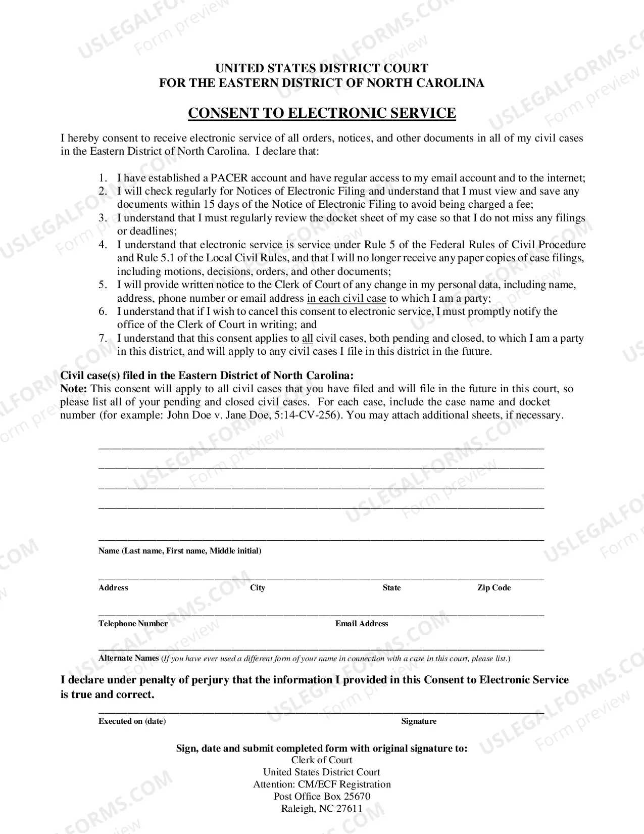 Preview Pro Se Consent to Electronic Service & Registration