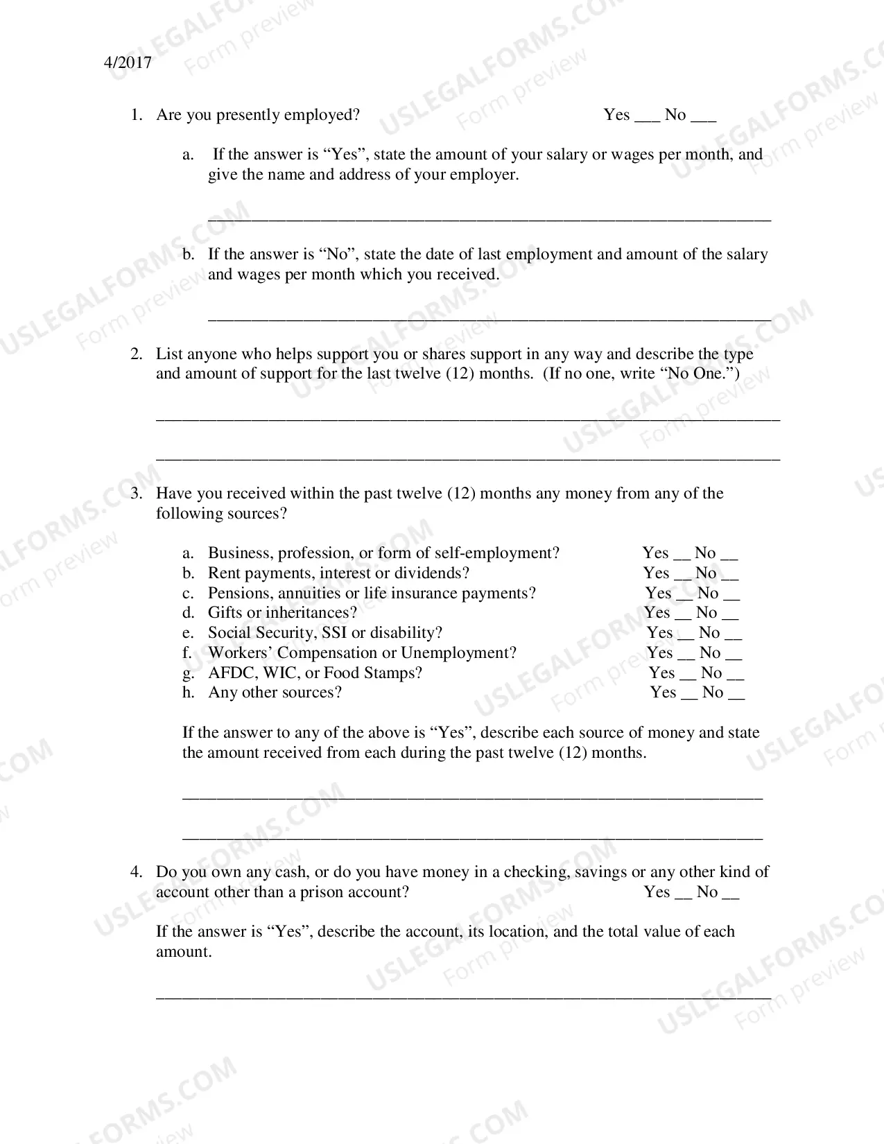 Preview Application to Proceed In Forma Pauperis