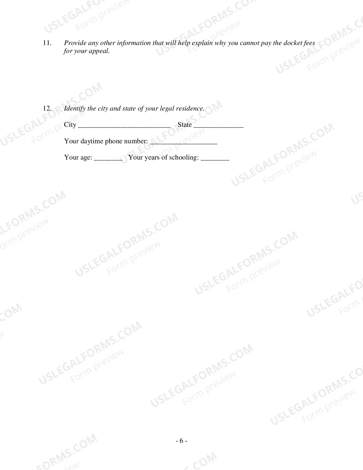 Preview Fourth Circuit IFP on Appeal Application